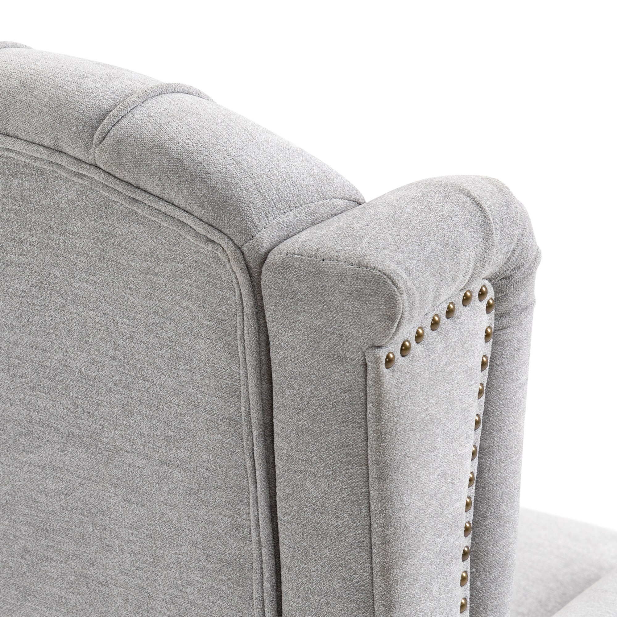 Gray Velvet Upholstered Recliner with Button Tufting
