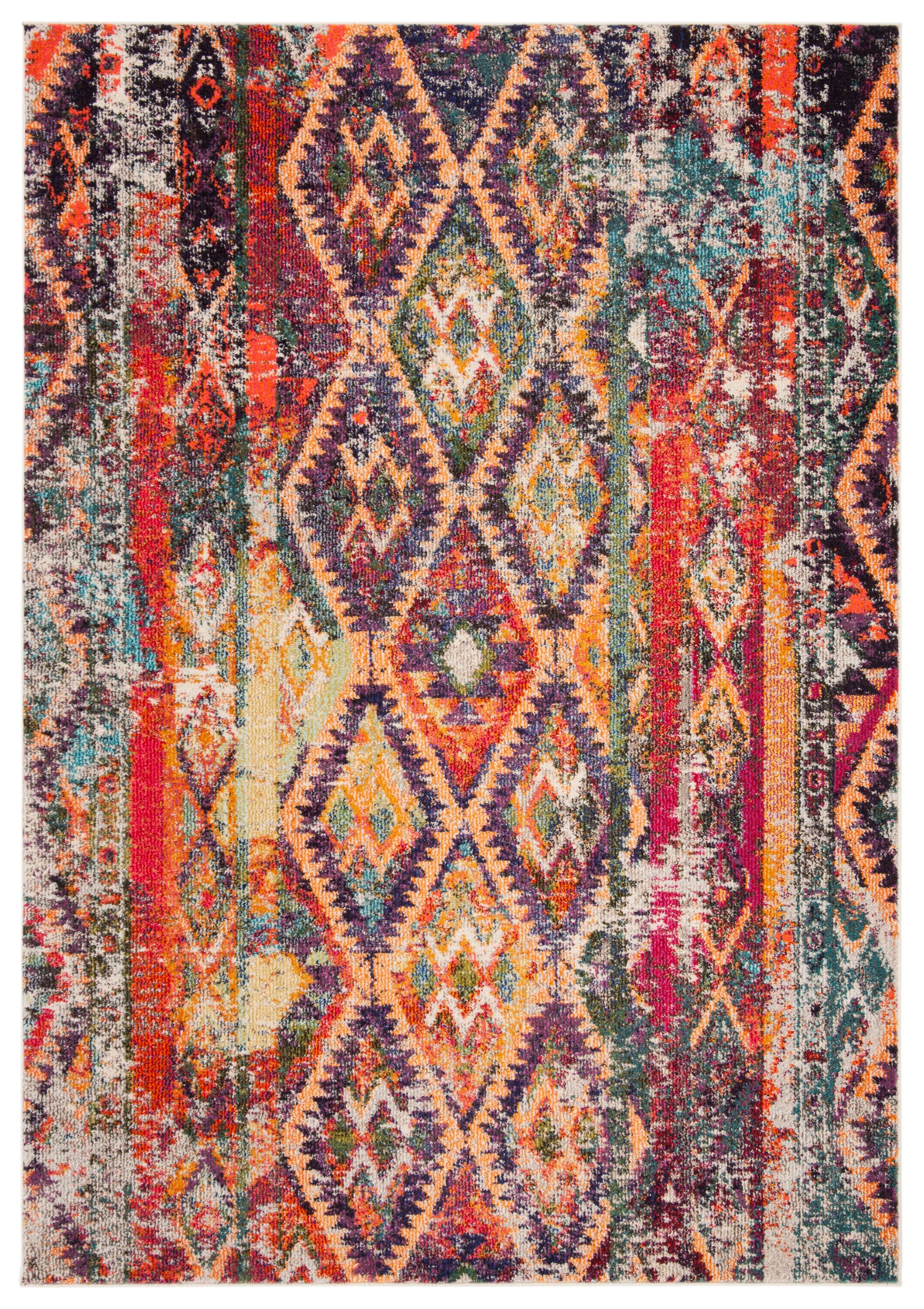 Reversible Multicolor Synthetic 9' x 12' Easy Care Area Rug