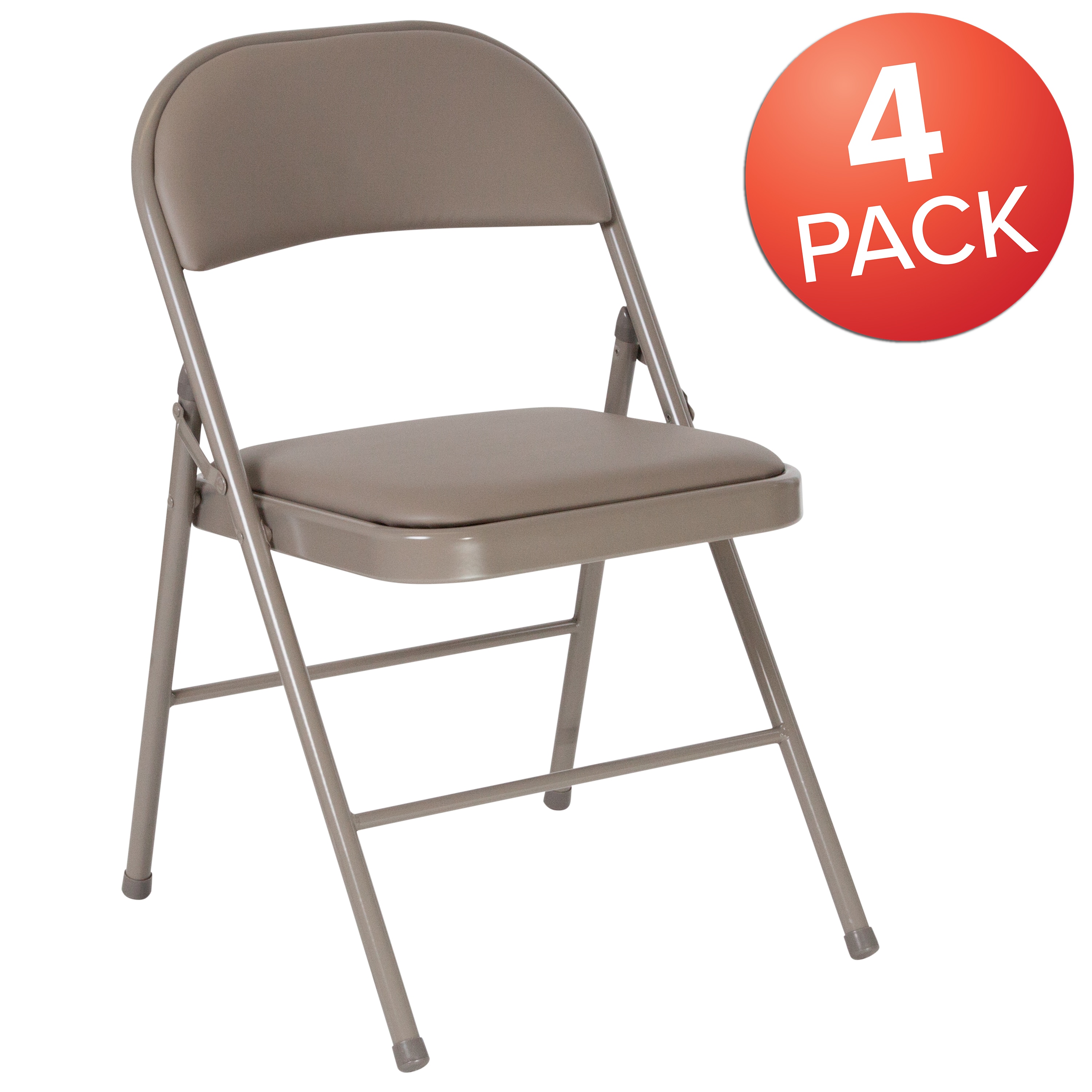 Hercules Series Double Braced Gray Vinyl Metal Folding Chair - 4 Pack