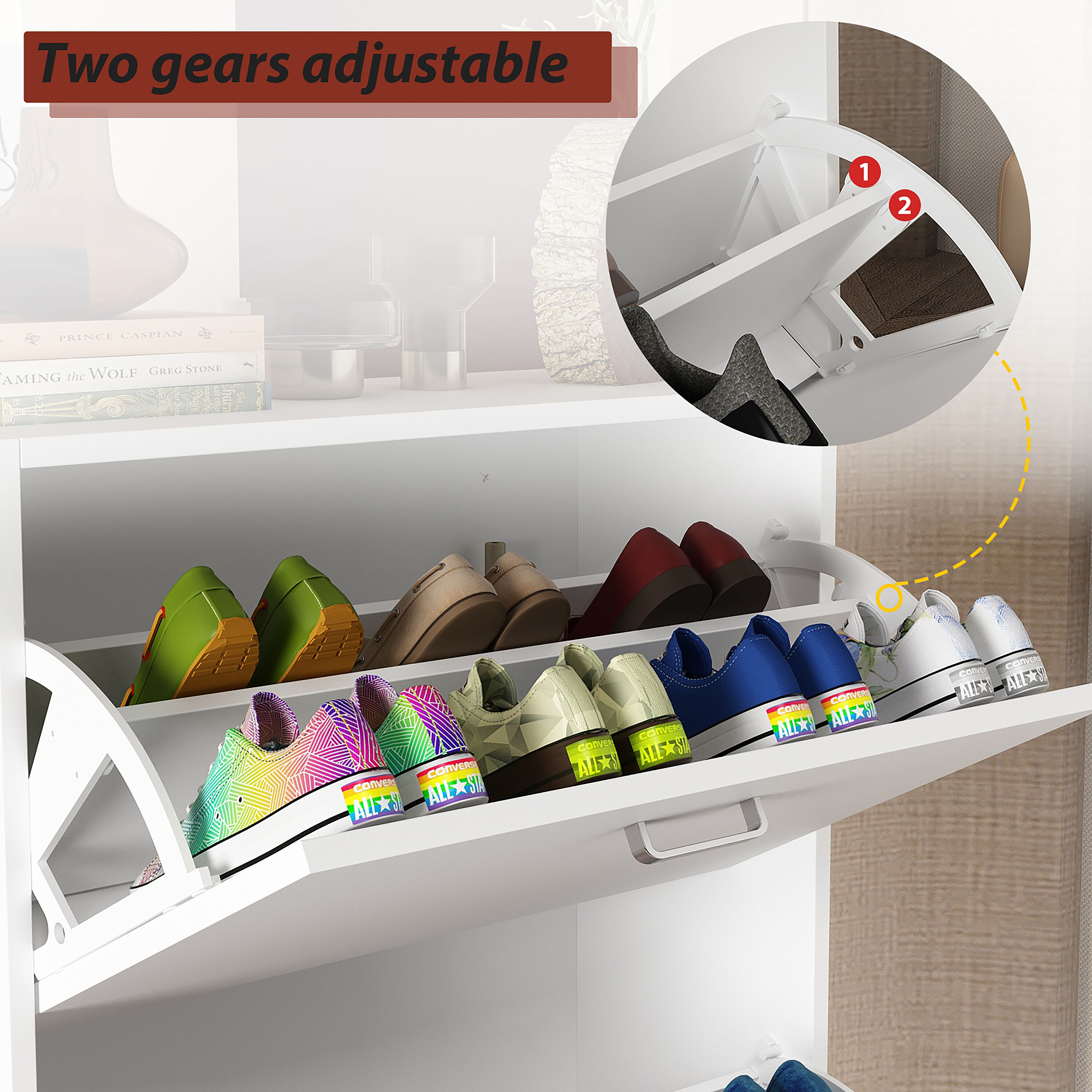 FUFU&GAGA Black MDF Shoe Cabinet with 3 Drawers and Top FUFU&GAGA Black MDF Shoe Cabinet with 3 Drawers and Top