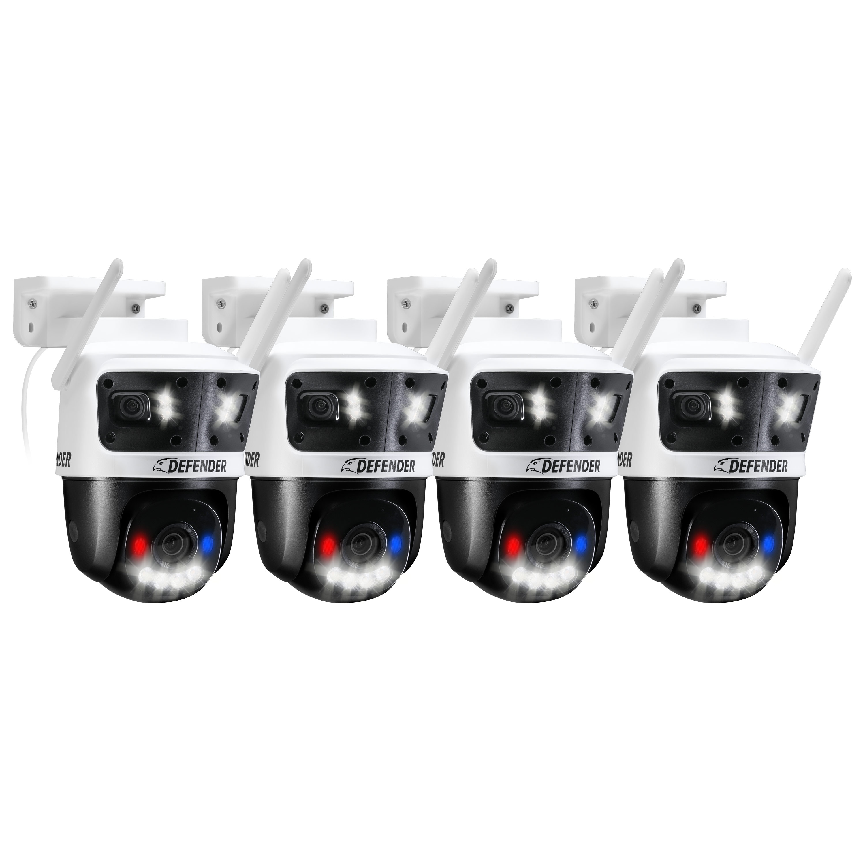 Defender Defender Indoor/Outdoor 4 -Camera 5MP Plug-in Pan and tilt Micro SD (not included) Security Camera System
