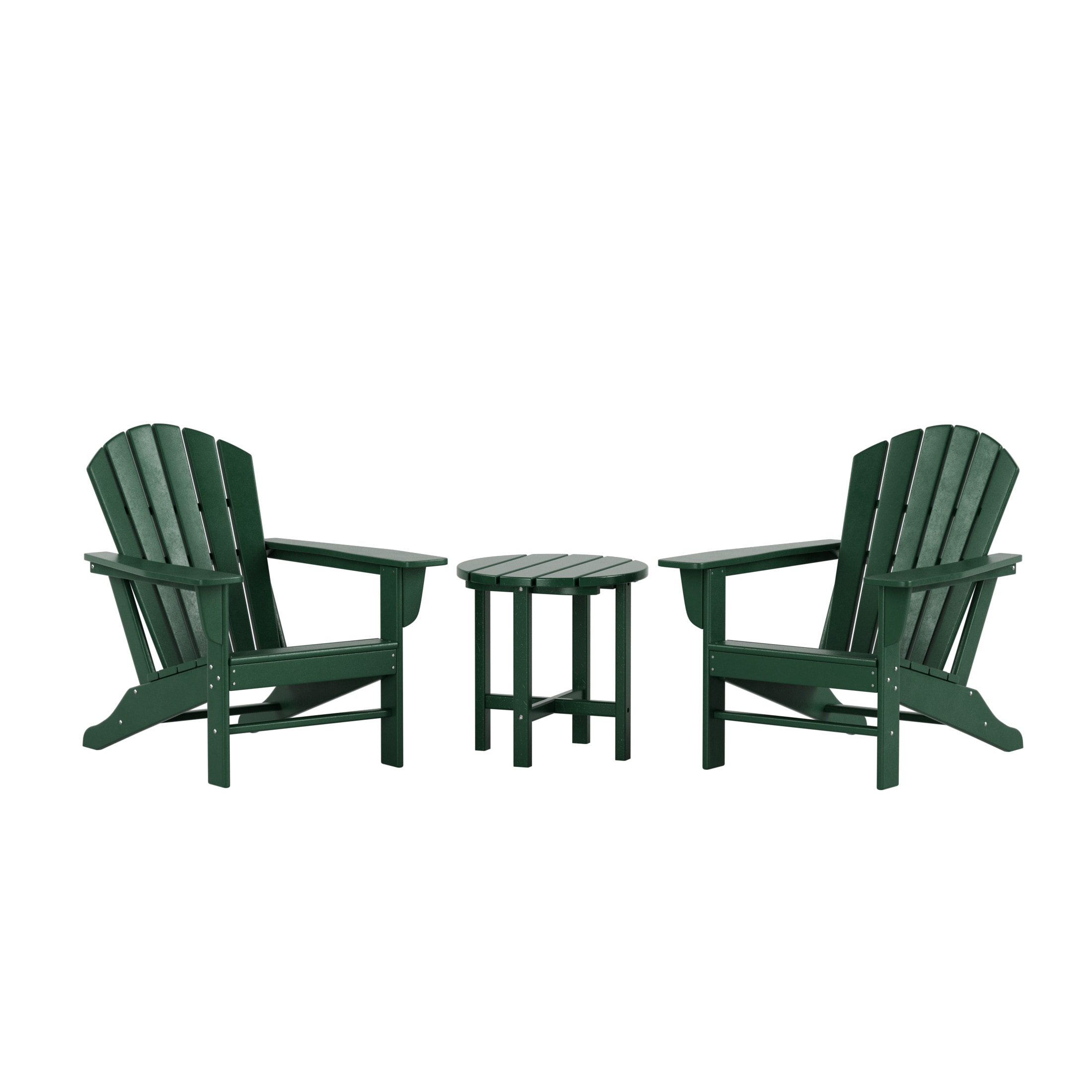 Westin Furniture OP6001-DKGR-3 Altura Set of 2 Dark Green HDPE Frame Stationary Adirondack Chair with Slat Seat