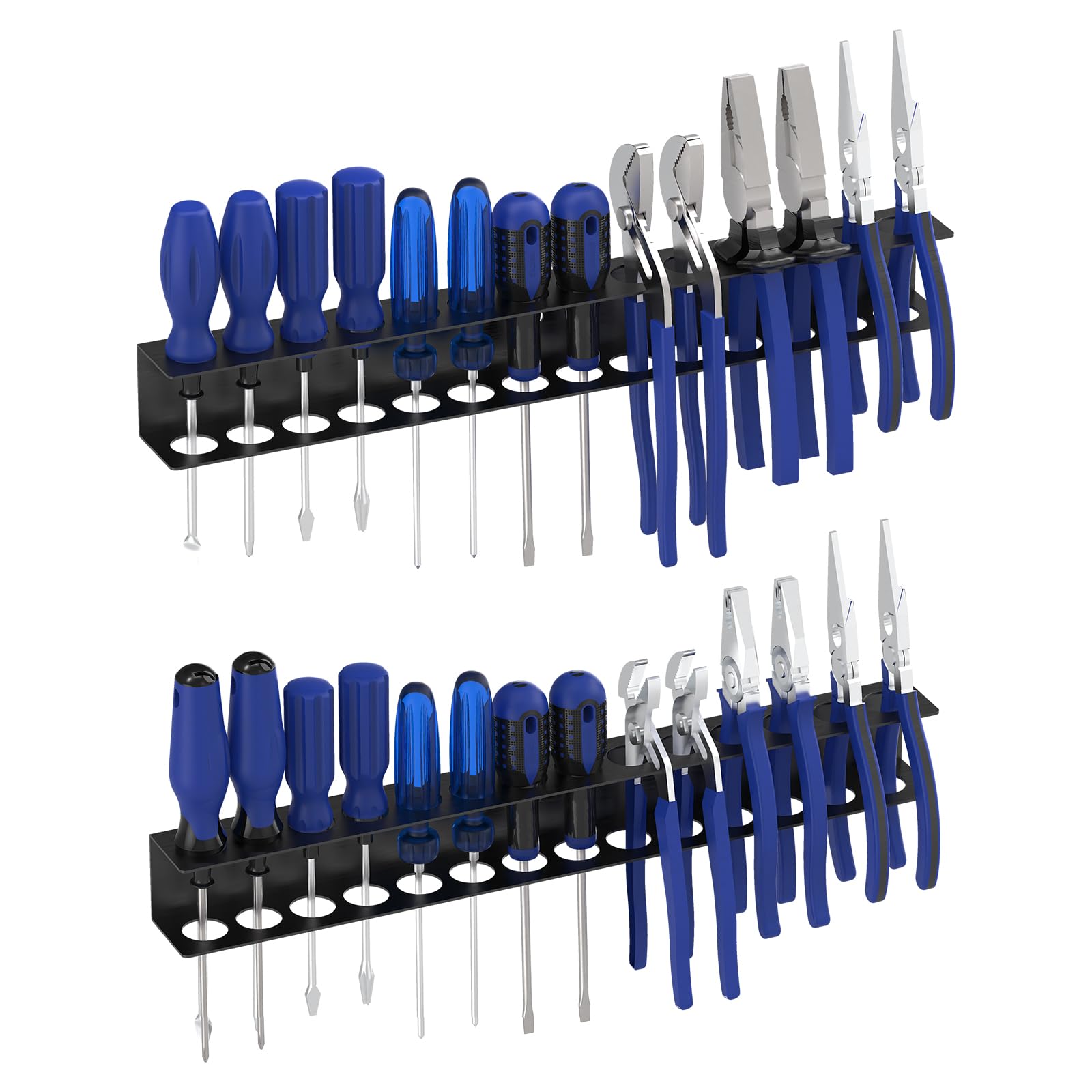 AOIZGMY  Screwdriver Organizer Wall Mount Tool Rack Steel Storage Holder for Garage Workshop Workbench Cart Holds 28 Tools 2 pcs