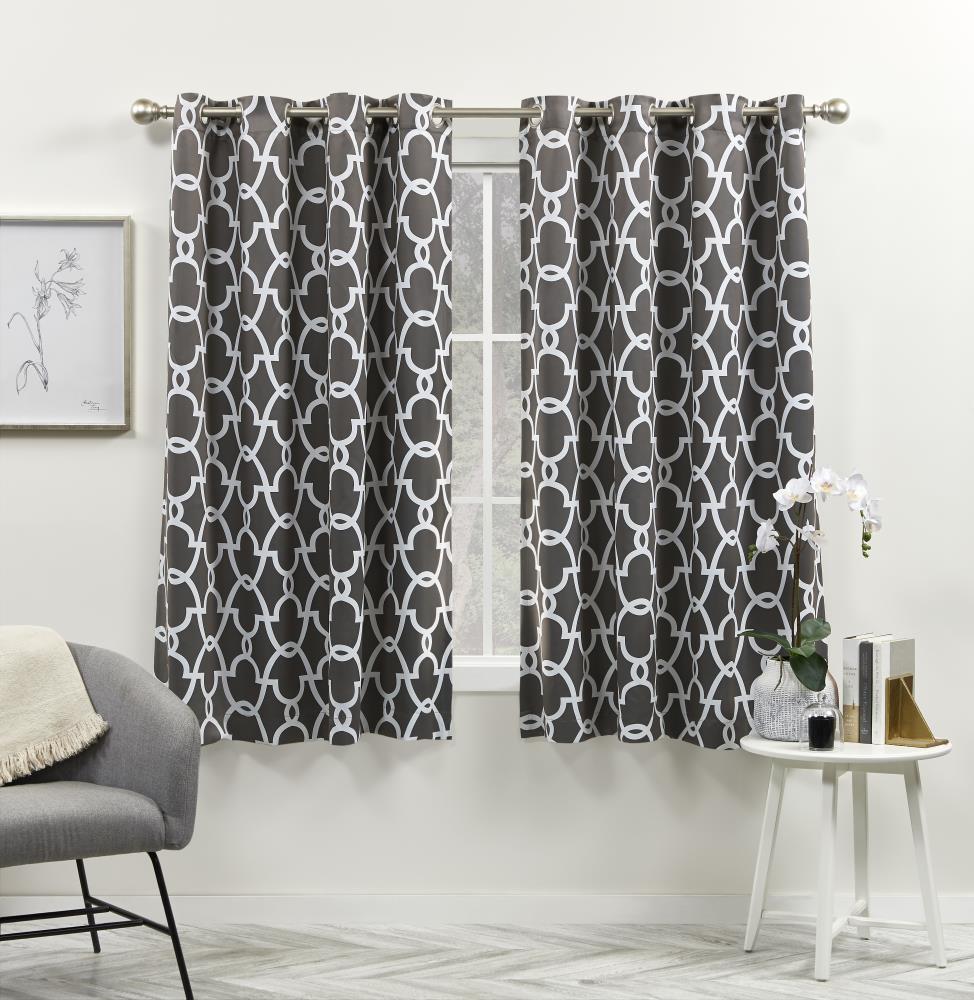 2 Panels Printed/Solid Lined Blackout Window Dressing Drapes Silver Grommets 63" 