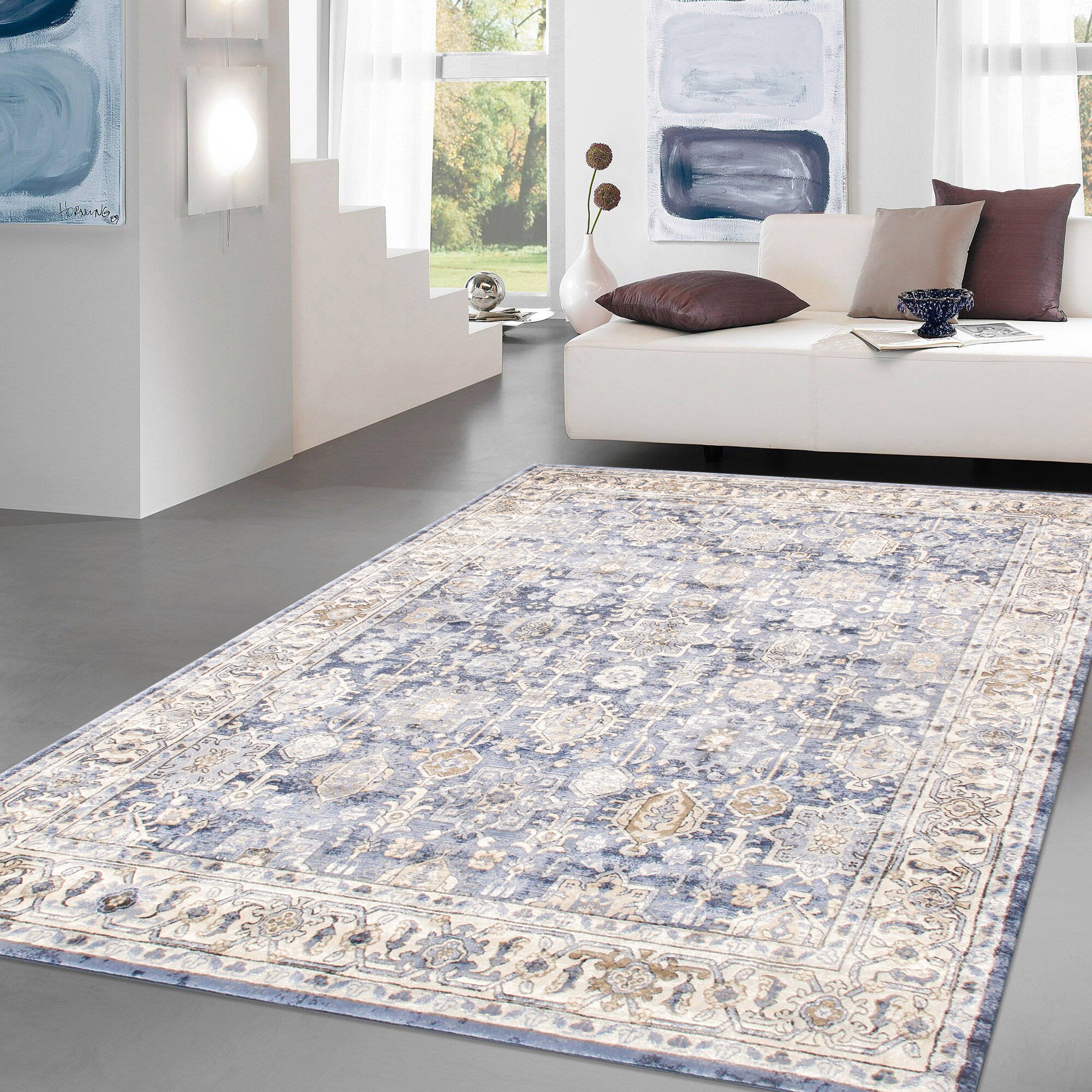 Pasargad Home Amadeus 10 X 14 (ft) Blue Indoor Area Rug in the Rugs