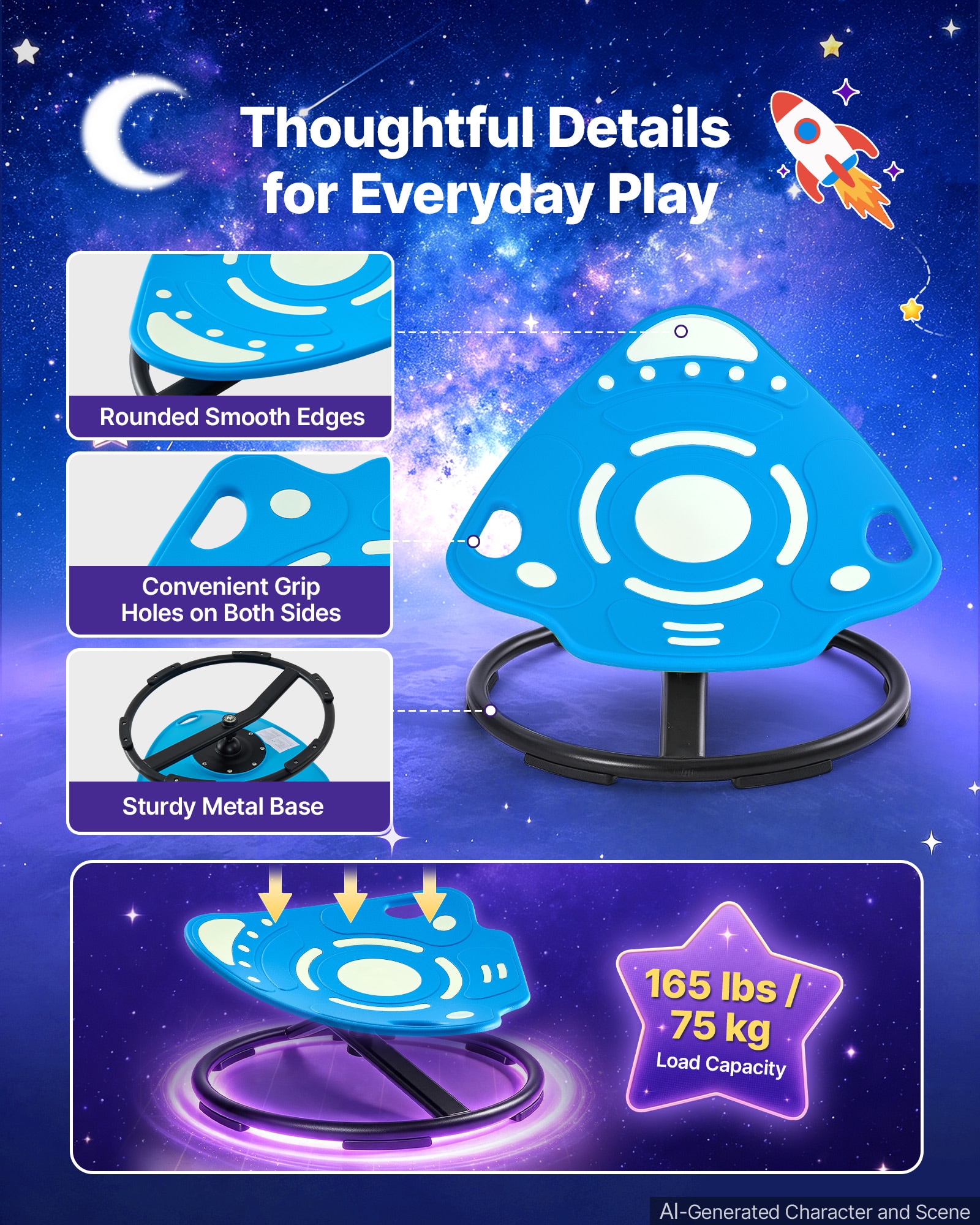 VEVOR Spinning Chair for Autistic Kids Ages 3-12 Autism Sensory Toy 165 ...