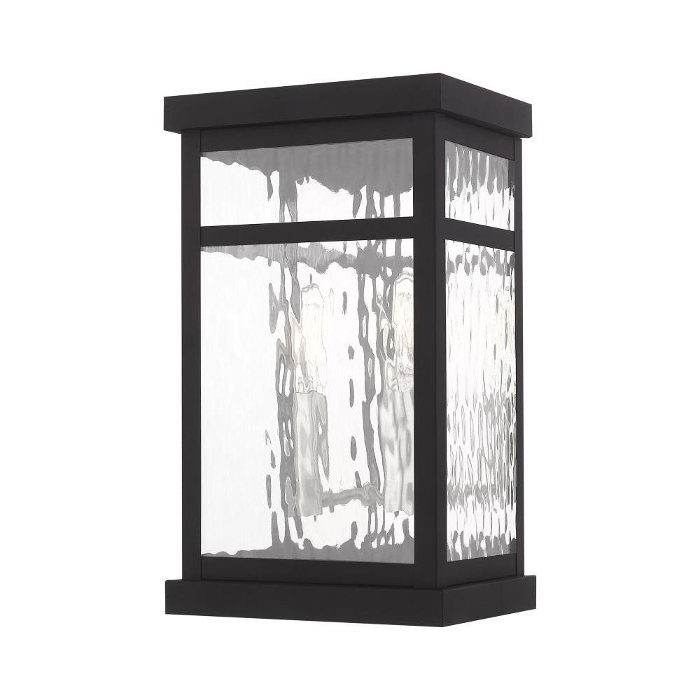 Livex Lighting 20522-04 Hopewell 2 -Light 12.75-in H Matte Black Hardwired Outdoor Wall Light