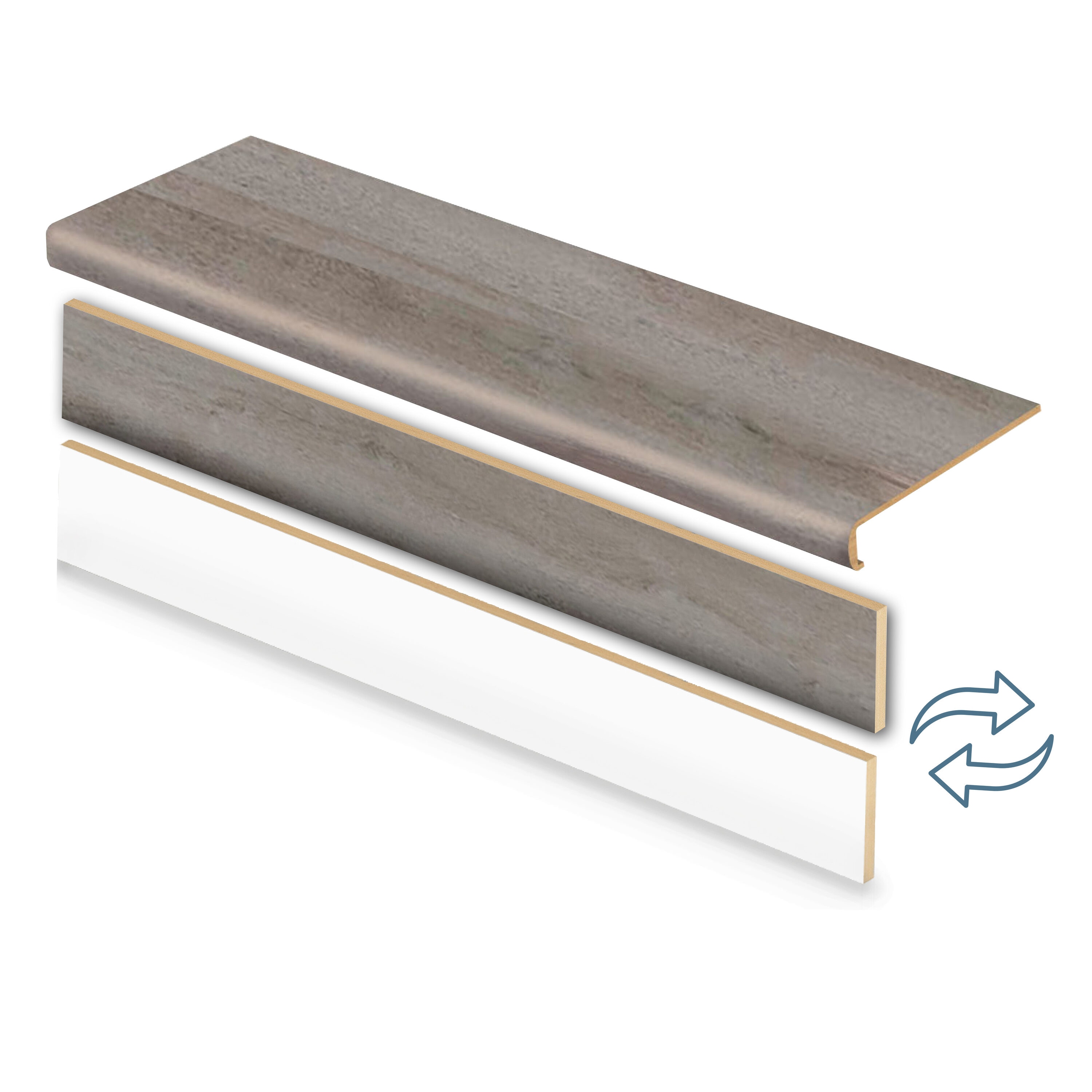 Zamma 20CA78001 Cap A Tread Stair Renewal System 47-in x 12.125-in x 2.1875-in Slate Oak Type 2 Kit with Reversible Riser Laminate No return Square edge Stair Tread