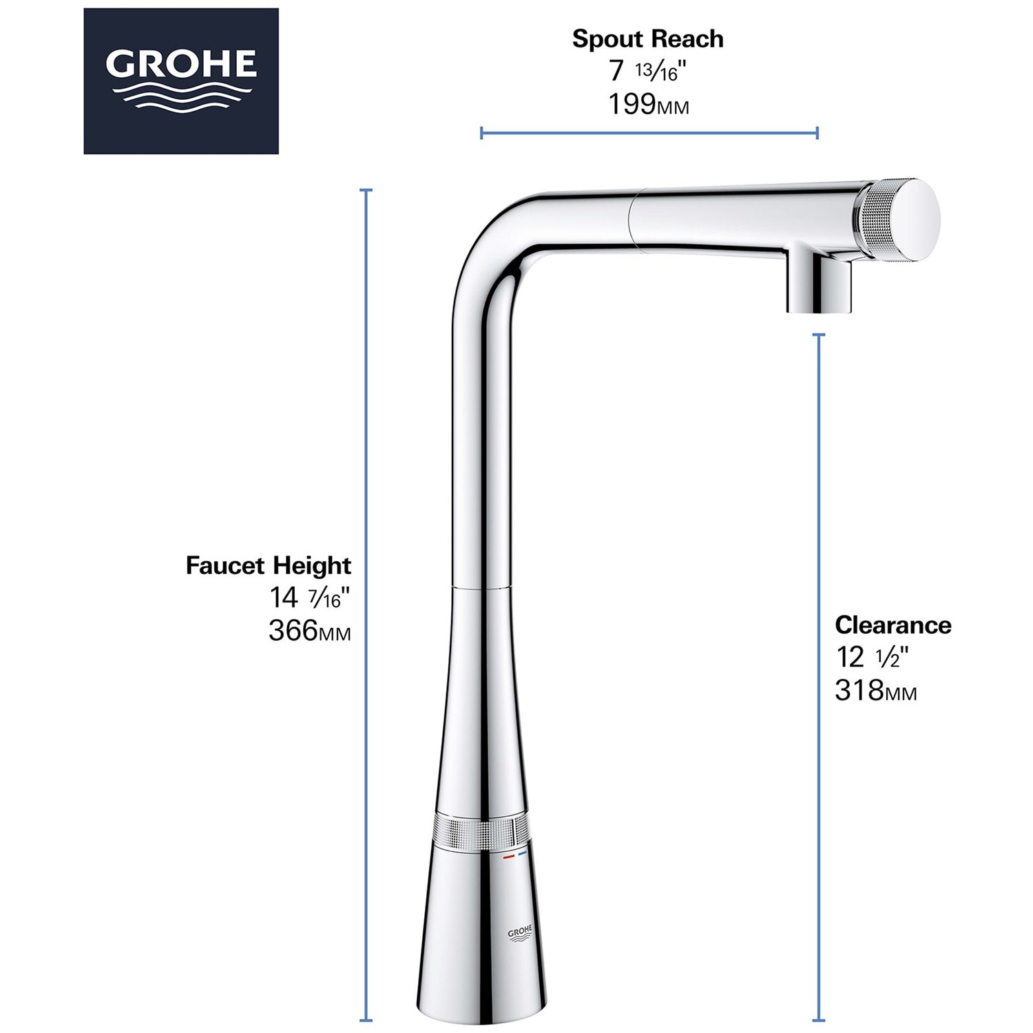 GROHE Zedra Supersteel Single Handle Touch On Pull Down Kitchen Faucet   65885058 