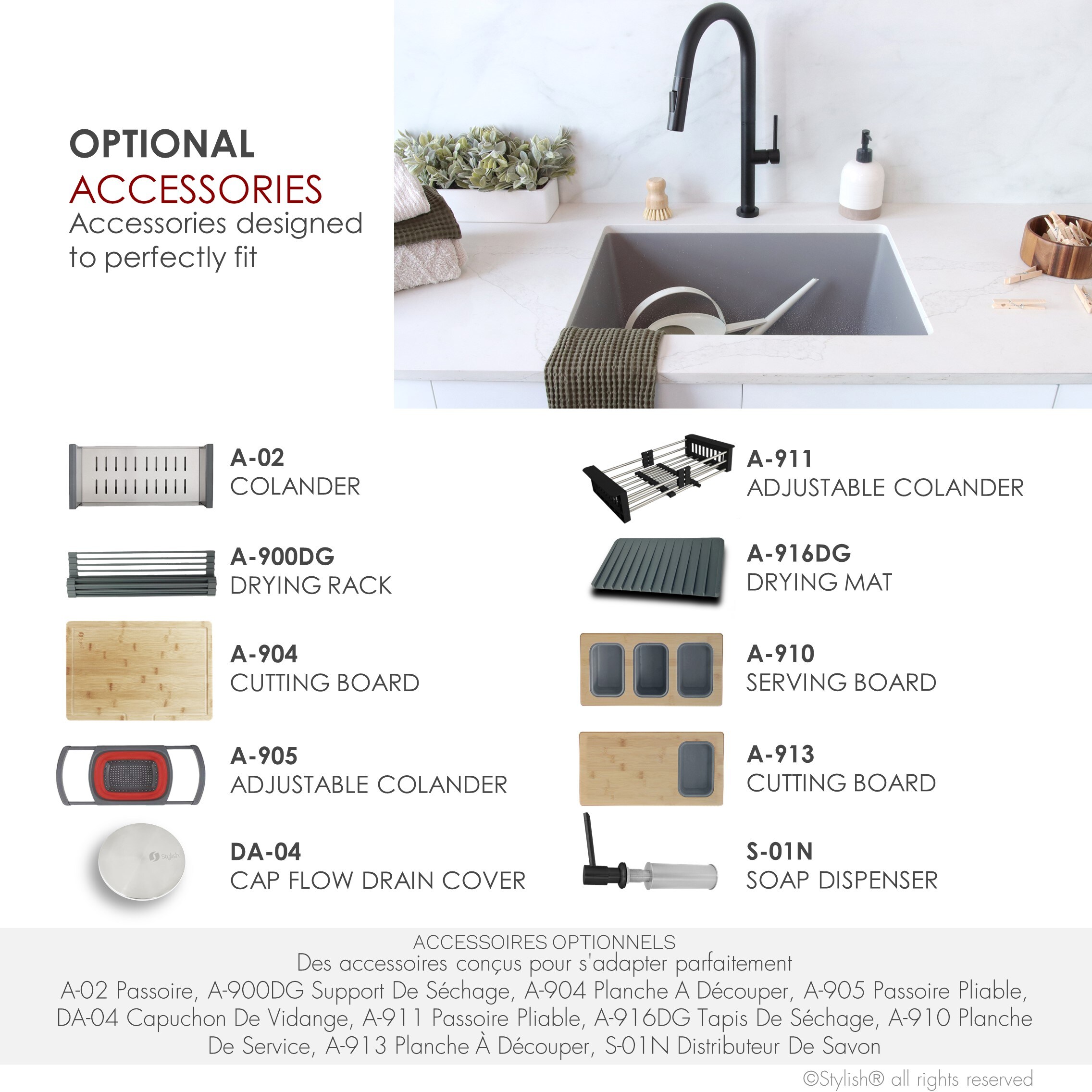 Stylish S-825L Kitchen-Sinks - View #12