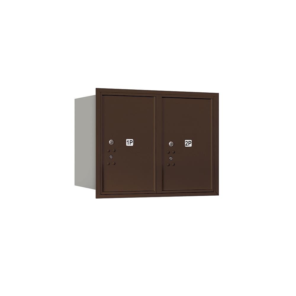 SALSBURY INDUSTRIES 3706D-2PZRP Recessed Mount Bronze Metal Extra Large Lockable Cluster Mailbox