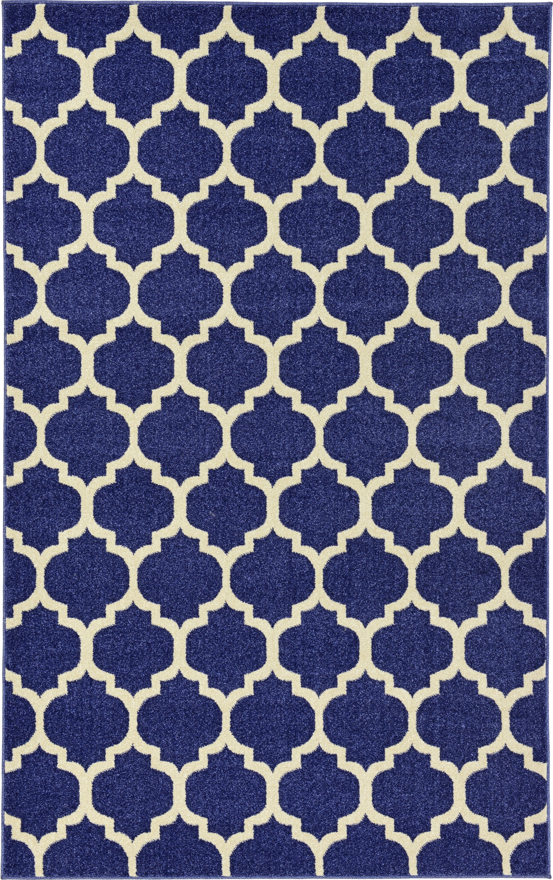 Unique Loom 3116707 Philadelphia Trellis 5 x 8 (ft) Loomed Polypropylene Navy Blue/Beige Rectangular Indoor Geometric Area rug