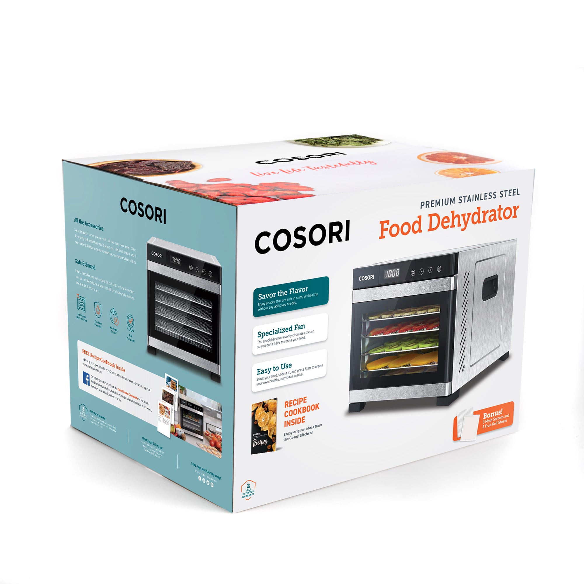 COSORI Premium Dehydrator with 6 Stainless Steel Trays in Stainless Steel  Silver - (SHIPS IN 1-2 WEEKS)