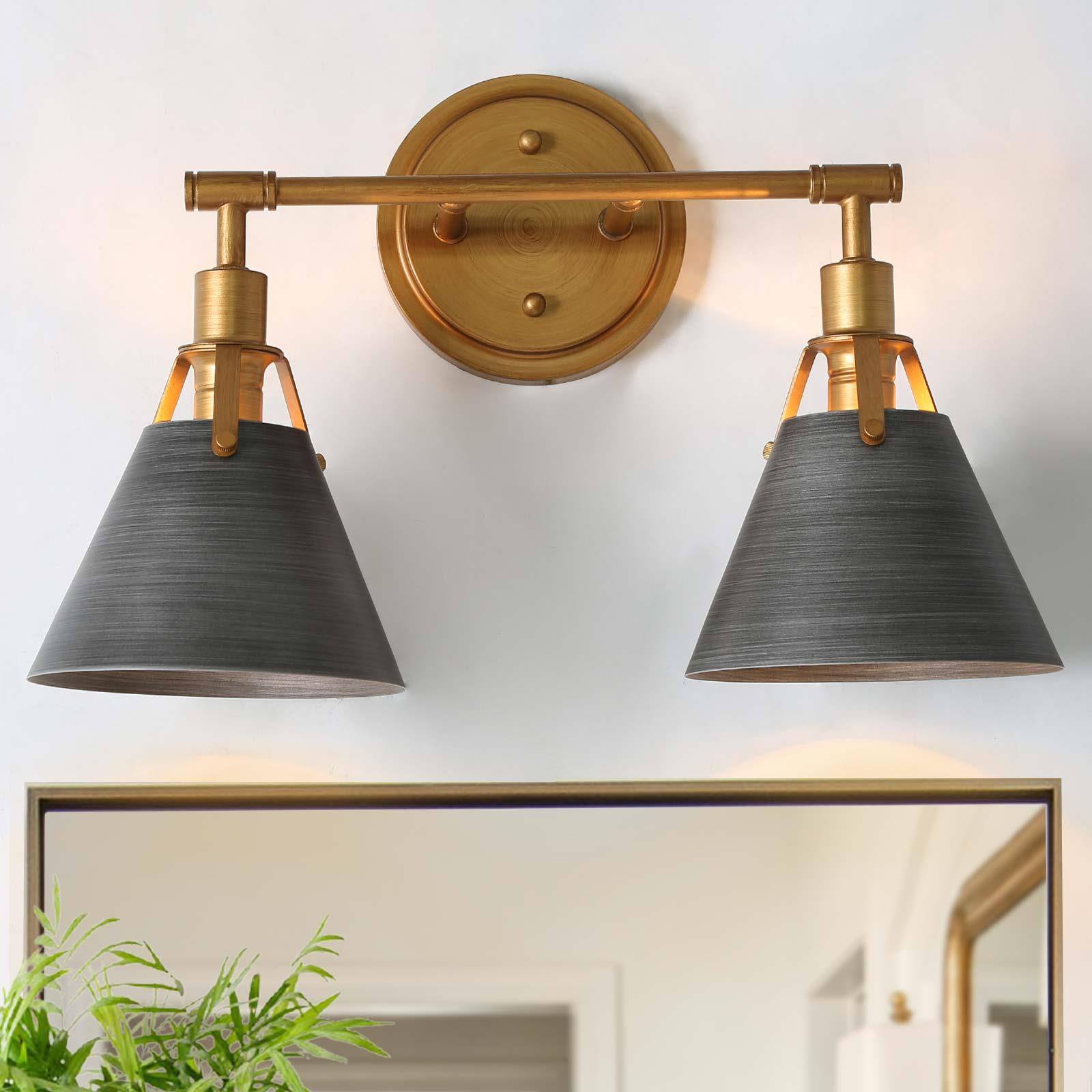 LNC M7NNR2LWS4297O7 Nero 15.5-in 2 -Light Brushed Gray Modern/contemporary Vanity light bar