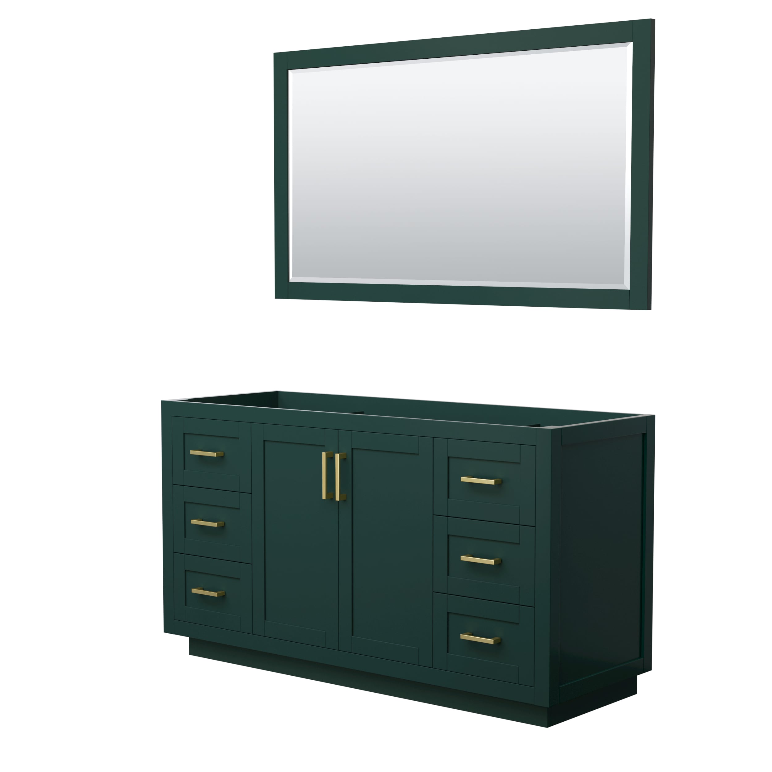 Wyndham Collection WCF292960SGDCXSXXM58 Miranda 60-in Green with Brushed Gold Trim Bathroom Vanity Base Cabinet without Top (Mirror Included)