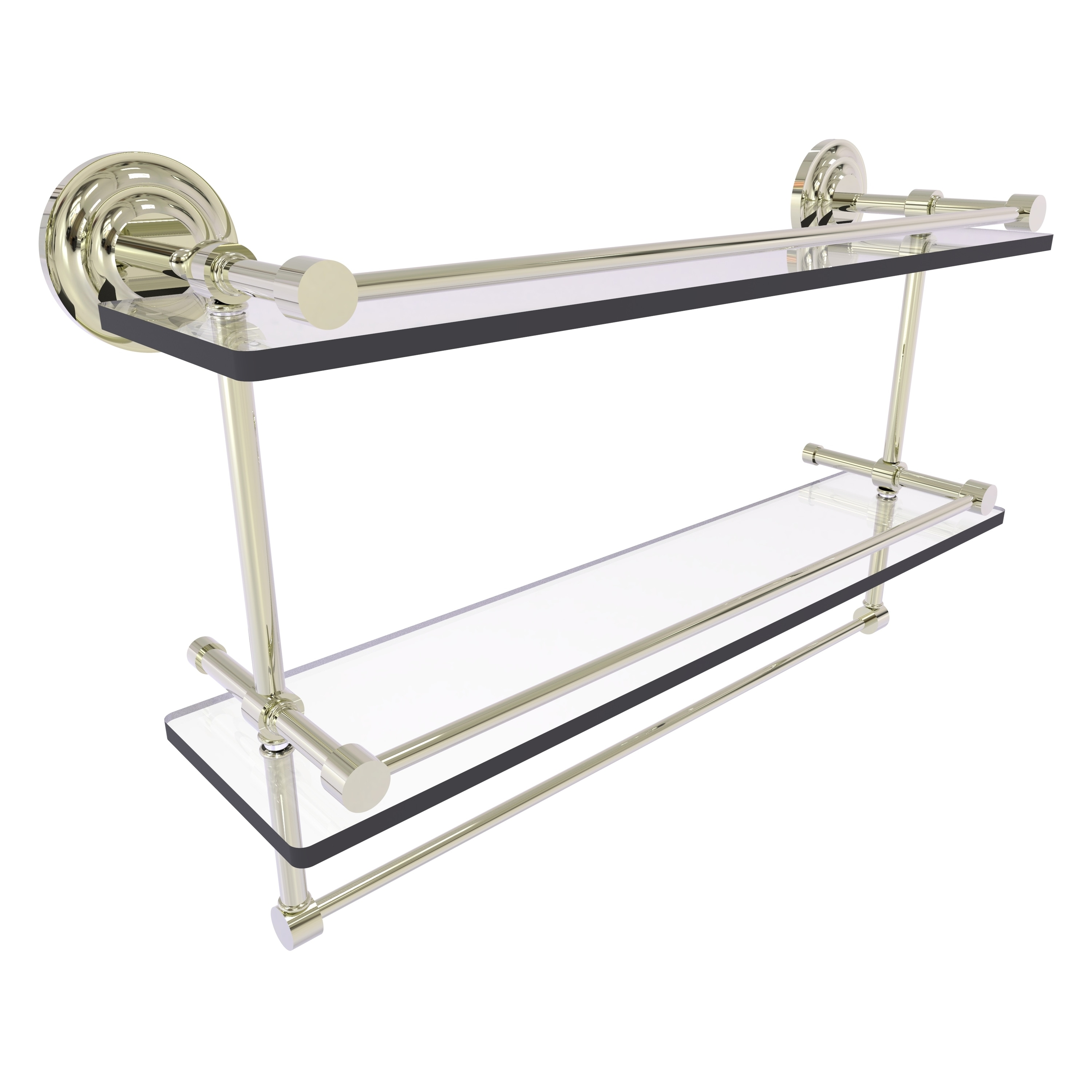 Allied Brass QN-2TB/22-GAL-PNI Que New Polished Nickel 2-Tier Wall Mount Bathroom Shelf (22-in x 12-in x 5-in)