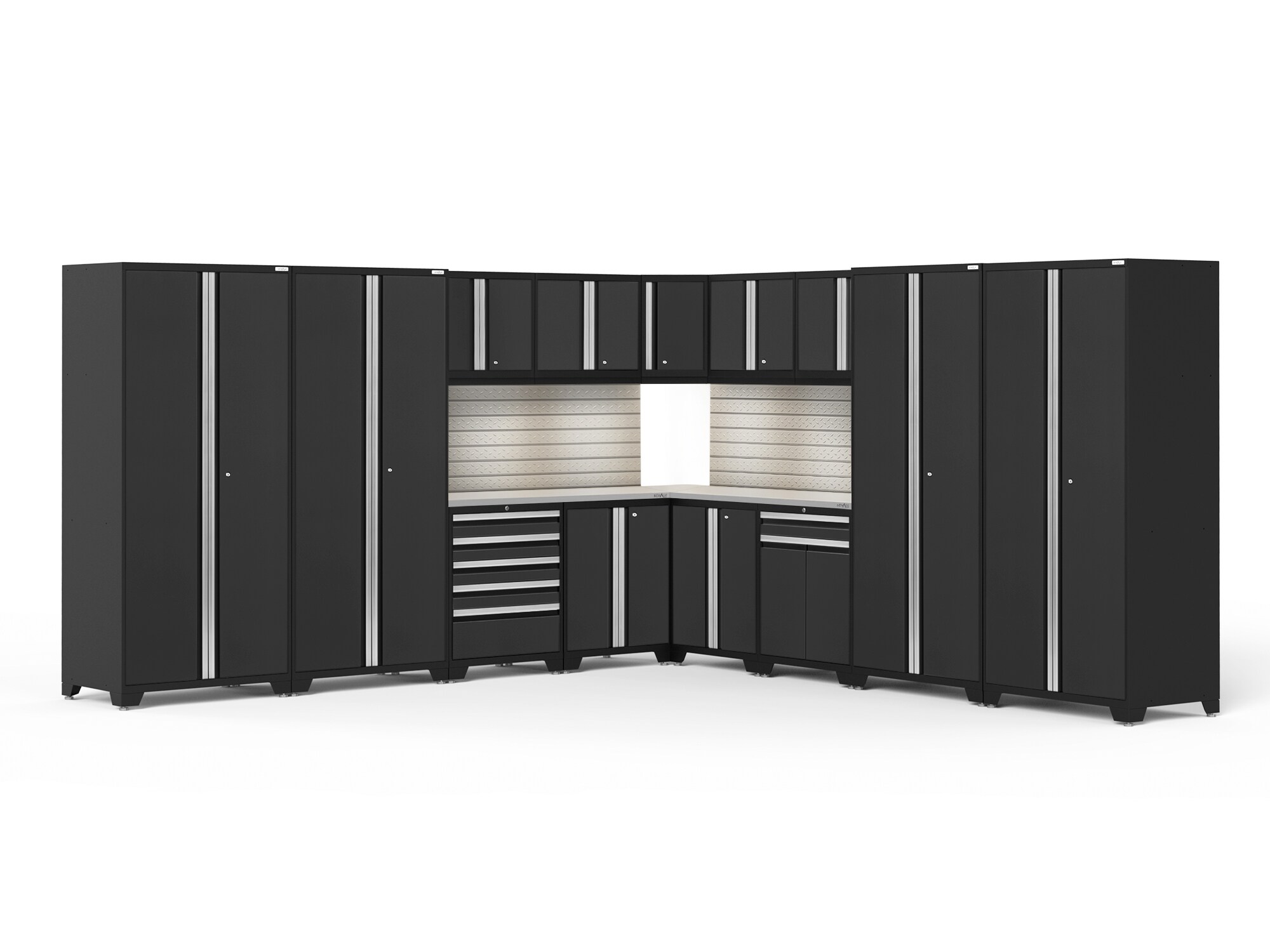 NewAge Products 64330 304-in W x 84.75-in H x 24-in D 13 -Cabinets Steel Black Garage Storage System