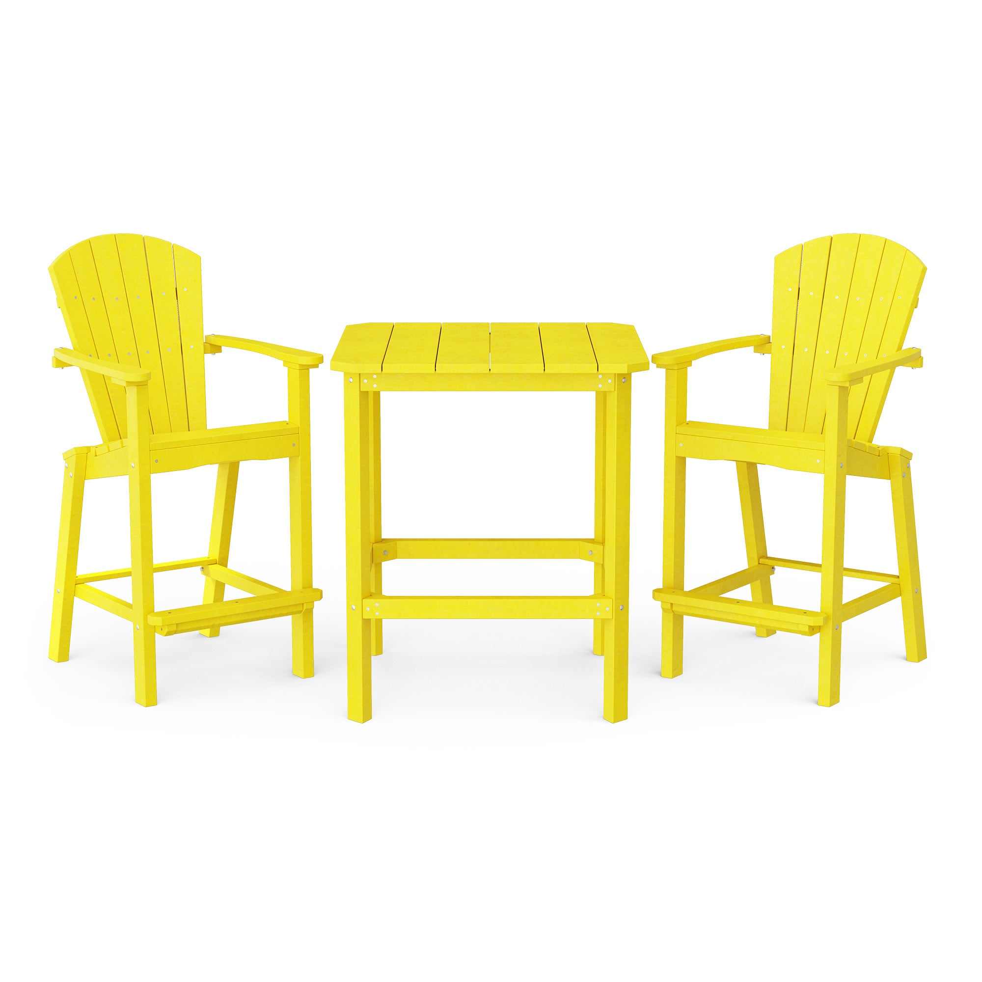 Wildridge LCC-286-LY Classic 3 -Piece Lemon Yellow Bar Height Patio Dining Set HDPE Square Table with 2 Stationary Chairs