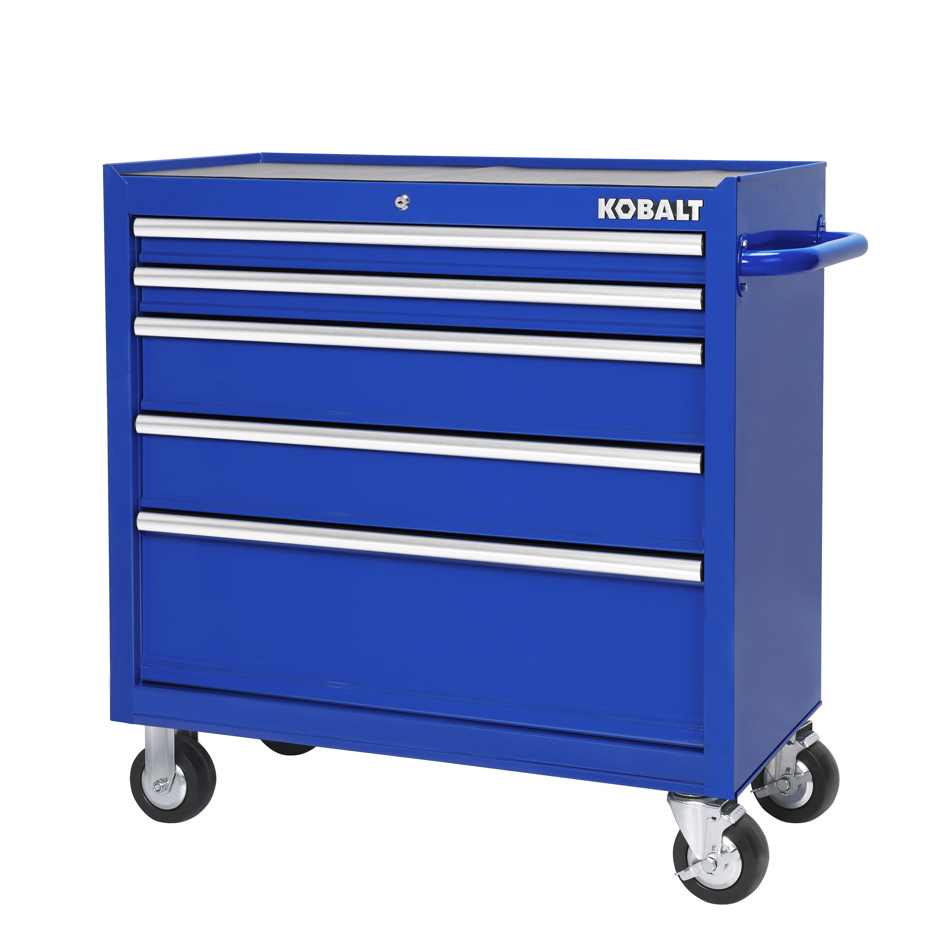 36-in W x 37.8-in H 5-Drawer Steel Rolling Tool Cabinet (Blue) | - Kobalt 19158