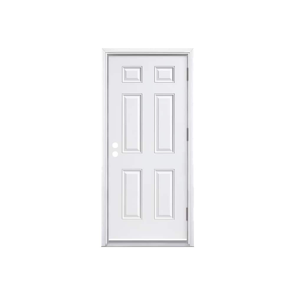 RELIABILT 10125265 36-in x 80-in x 4-9/16-in Steel No glass Left-hand outswing Primed Prehung Front Door with Brickmould Insulating core