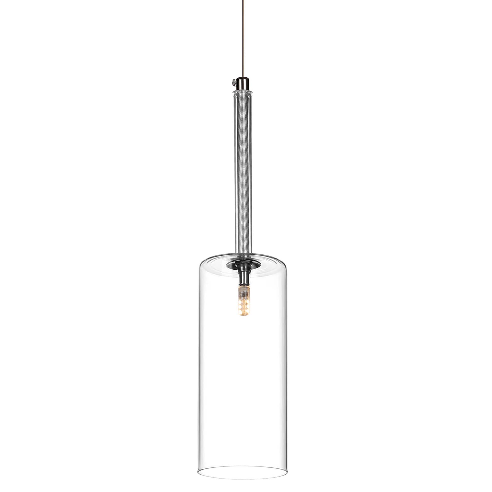 LamQee 06FTL0239CBK Origin 21 1 -Light Silver Modern/contemporary Clear glass Cylinder Mini Hanging Pendant light