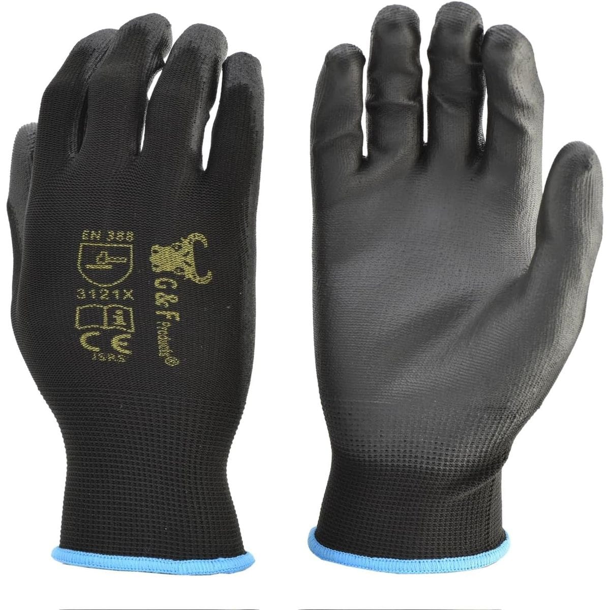G & F Products Knit Work Gloves X Large 12 Pairs Polyurethane Coated Palm Touchscreen Compatible Breathable Nylon for Gardening Mechanics and General Purpose Bulk Pack