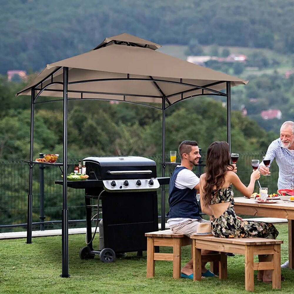 GARSING 8x5-GG-BEIGE Wood-Resin-Gazebos - View #2