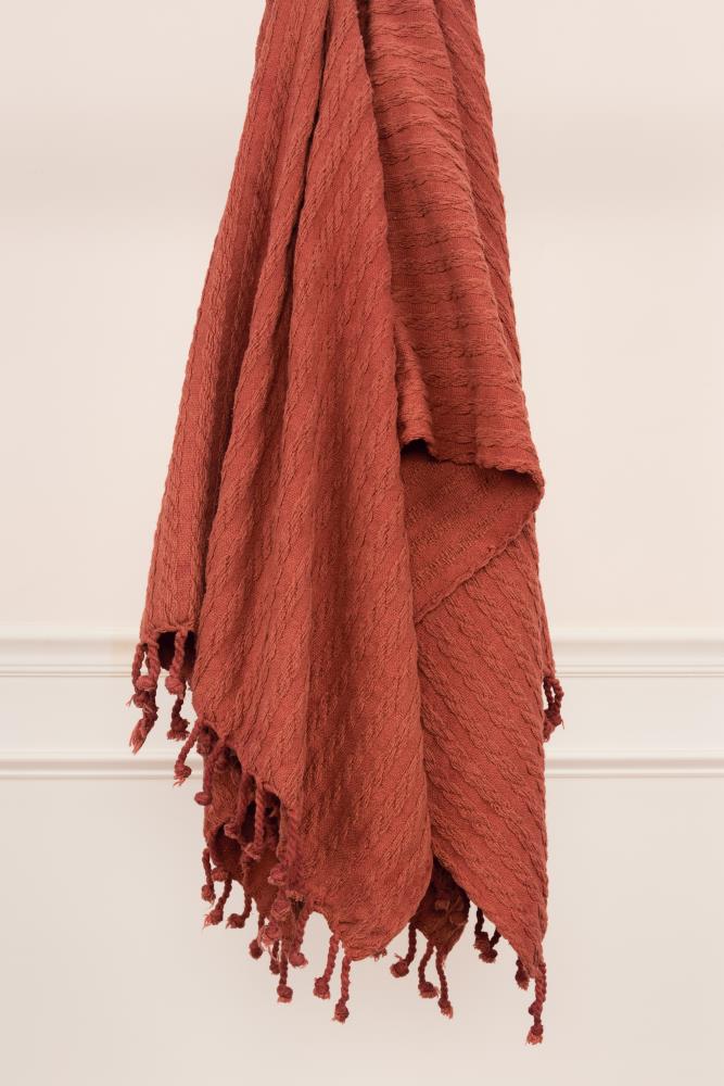 Rizzy Home THRTH0584RU005060 Decorative Blanket Rust 50-in x 60-in Cotton Throw