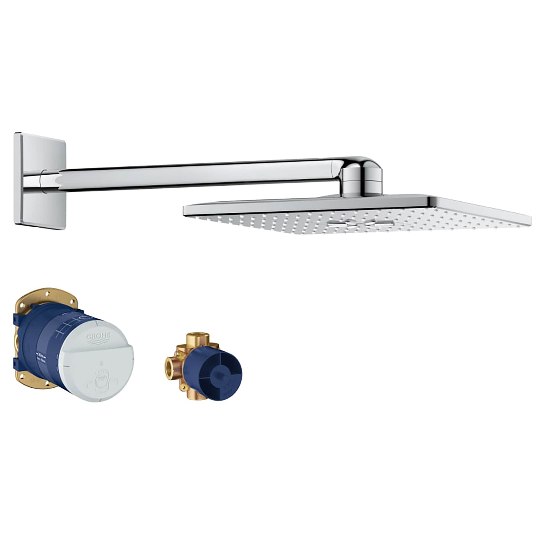 GROHE 26504000 2.0 -Spray Starlight Chrome 12.1875-in Square Fixed Rain Shower Head 1.75 GPM
