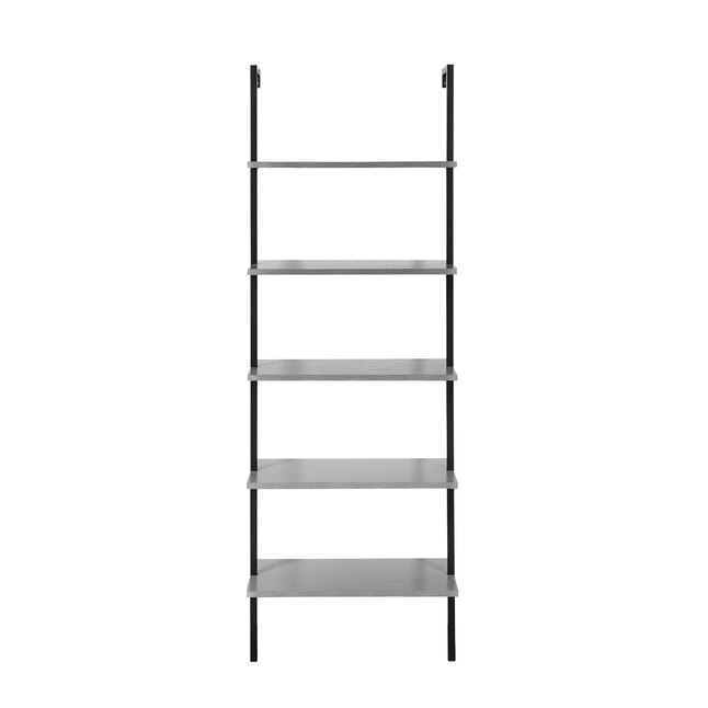 Abington Lane Frick Black Grey Metal 5, Black Steel Ladder Bookcase