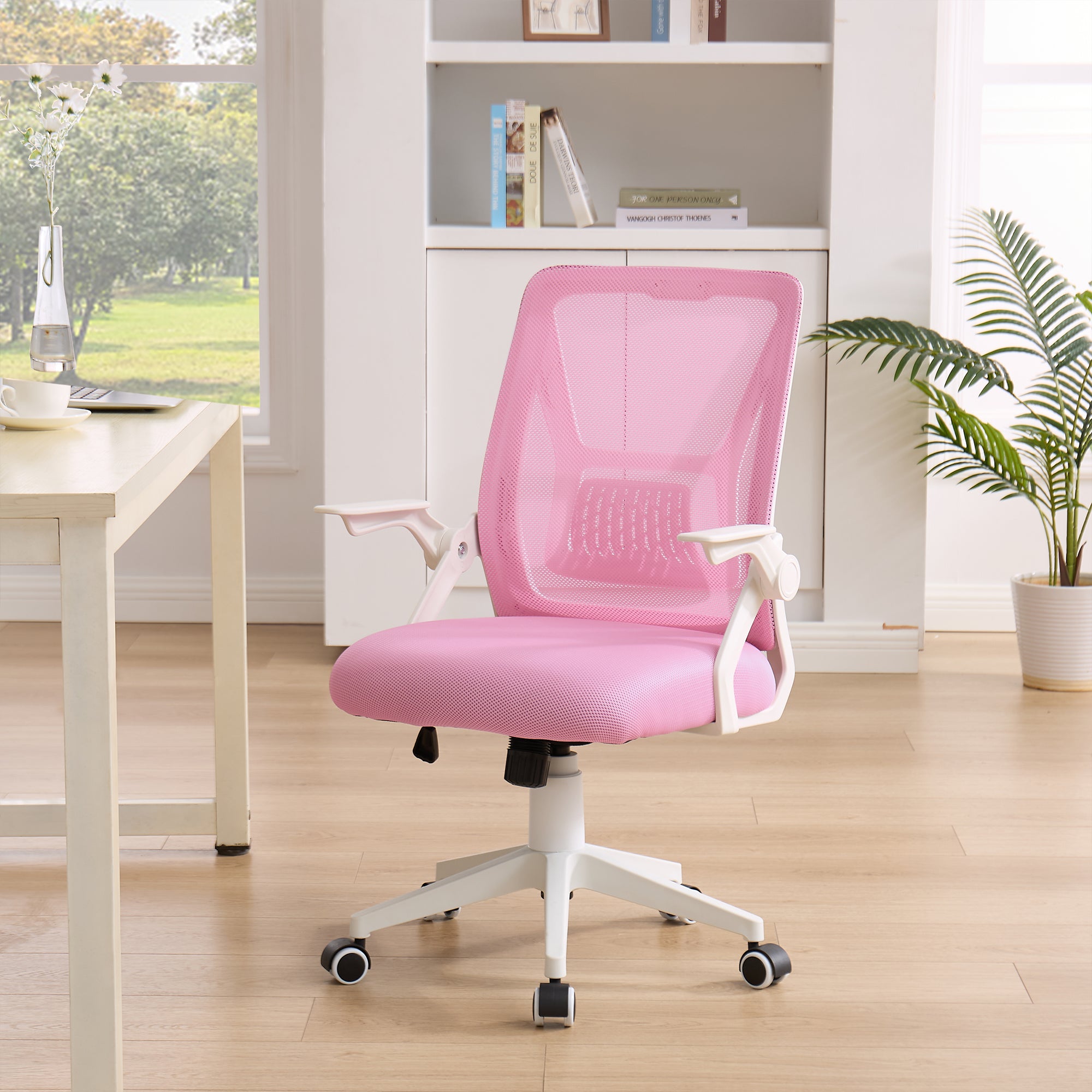 Vecelo LOE-OC01-PNK Height Adjustable Office Chair Ergonomic Mid Back Computer Desk Chair