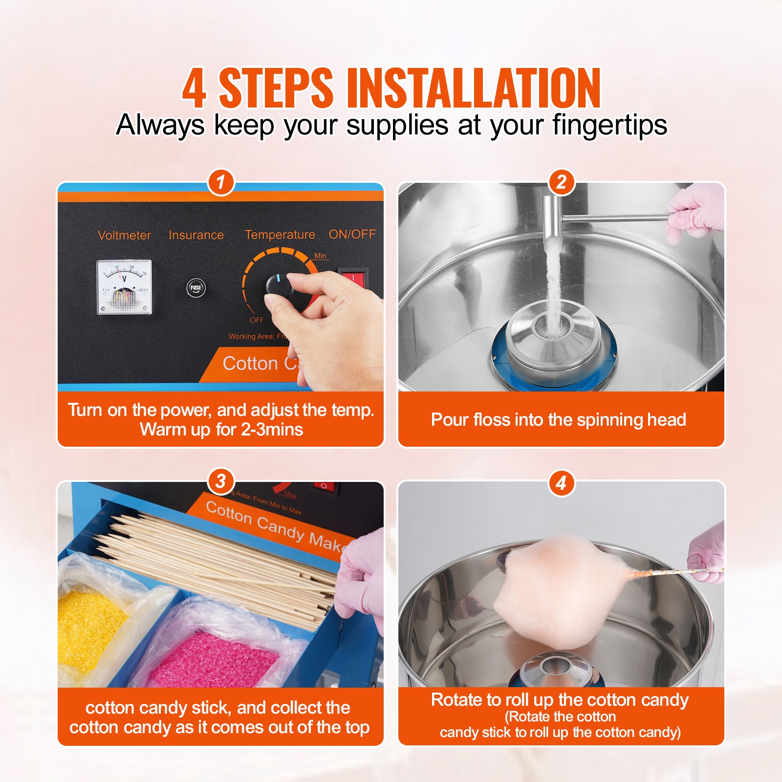 VEVOR SCHCMHTJLSWG04786V1 Cotton-Candy-Makers - View #5