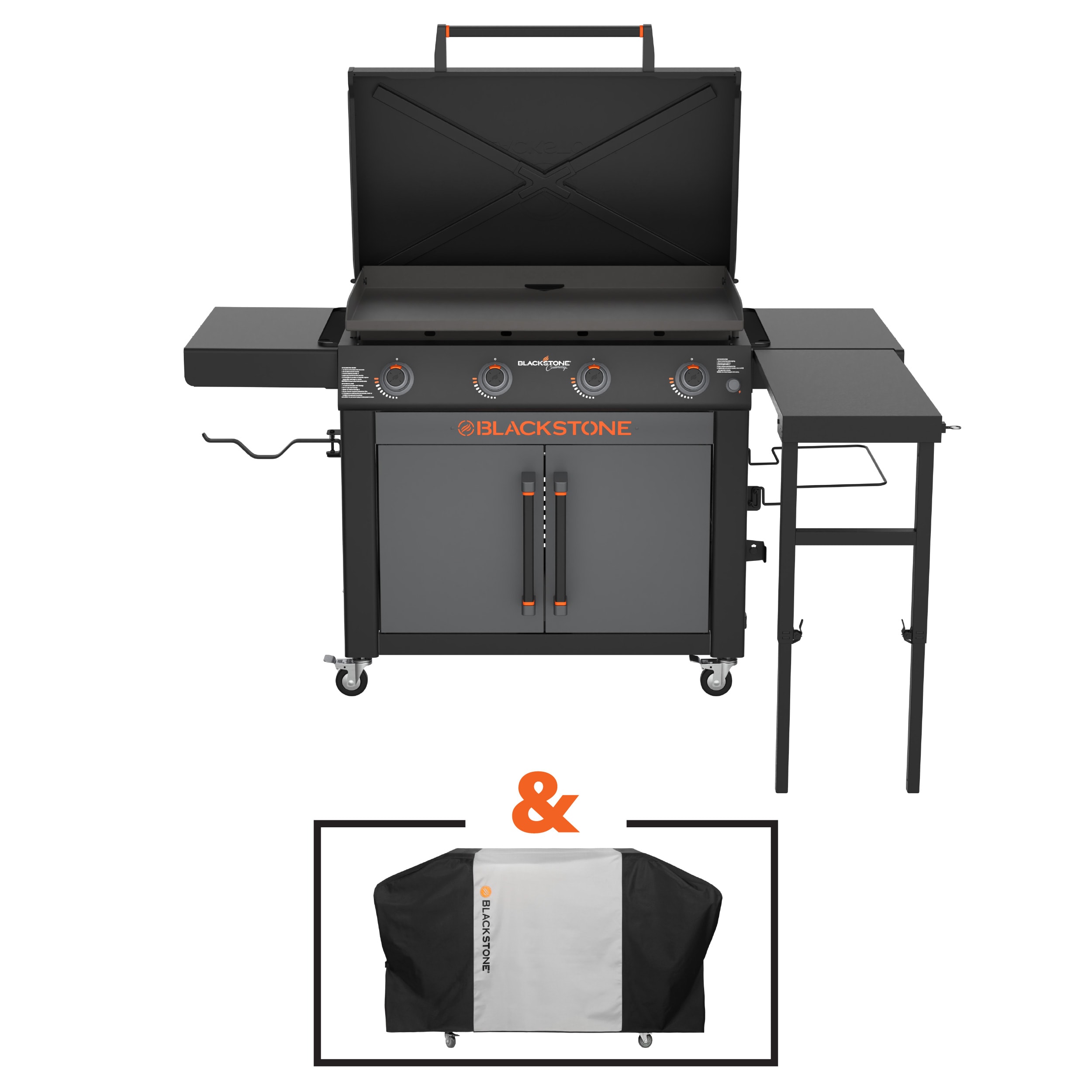 Blackstone National Griddle Week Bundle 36in Cabinet Griddle with Folding Prep Table and Grill Cover 4 -Burner Liquid propane Flat Top Grill