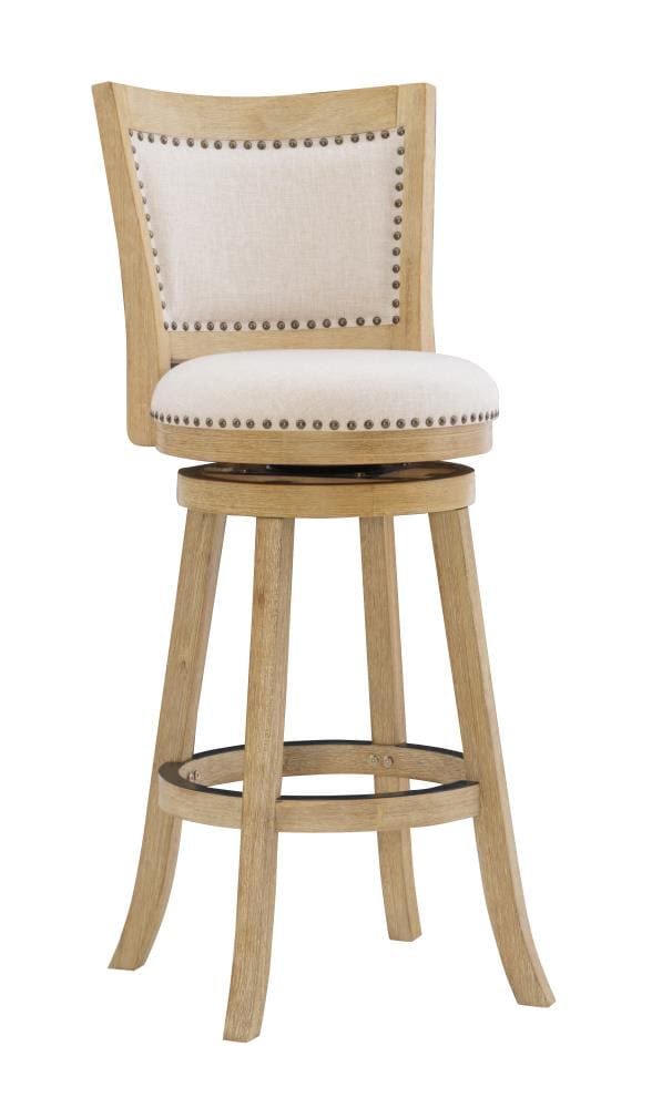Linon BS221GRY01U Tift Gray 31.0-in H Bar height Round seat Upholstered Swivel Wood Bar Stool and Back