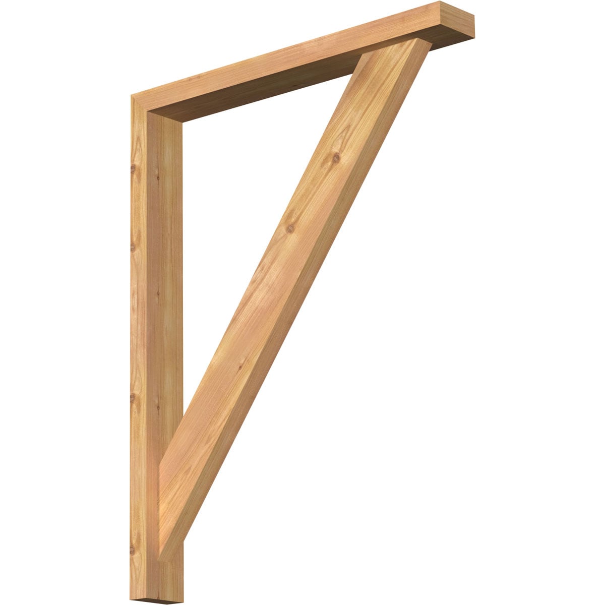 Ekena Millwork 1464828 Traditional Block Smooth Bracket with Offset Brace 3-1/2-in x 26-in x 34-in Western red cedar Brown Wood Standard bracket