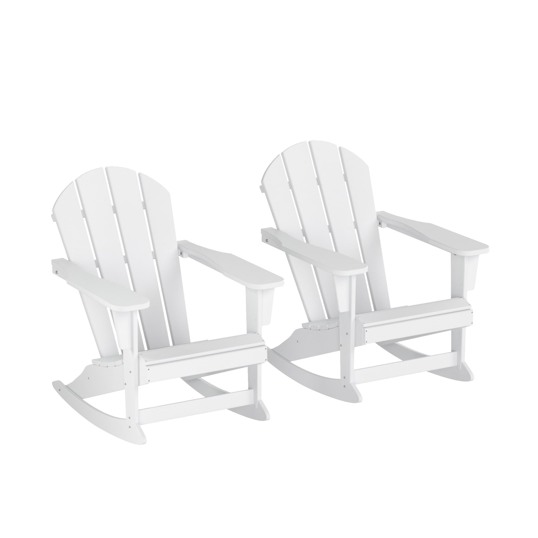 Westin Furniture 2001-RC-WH2 Laguna Set of 2 White HDPE Frame Rocking Chair with Slat Seat