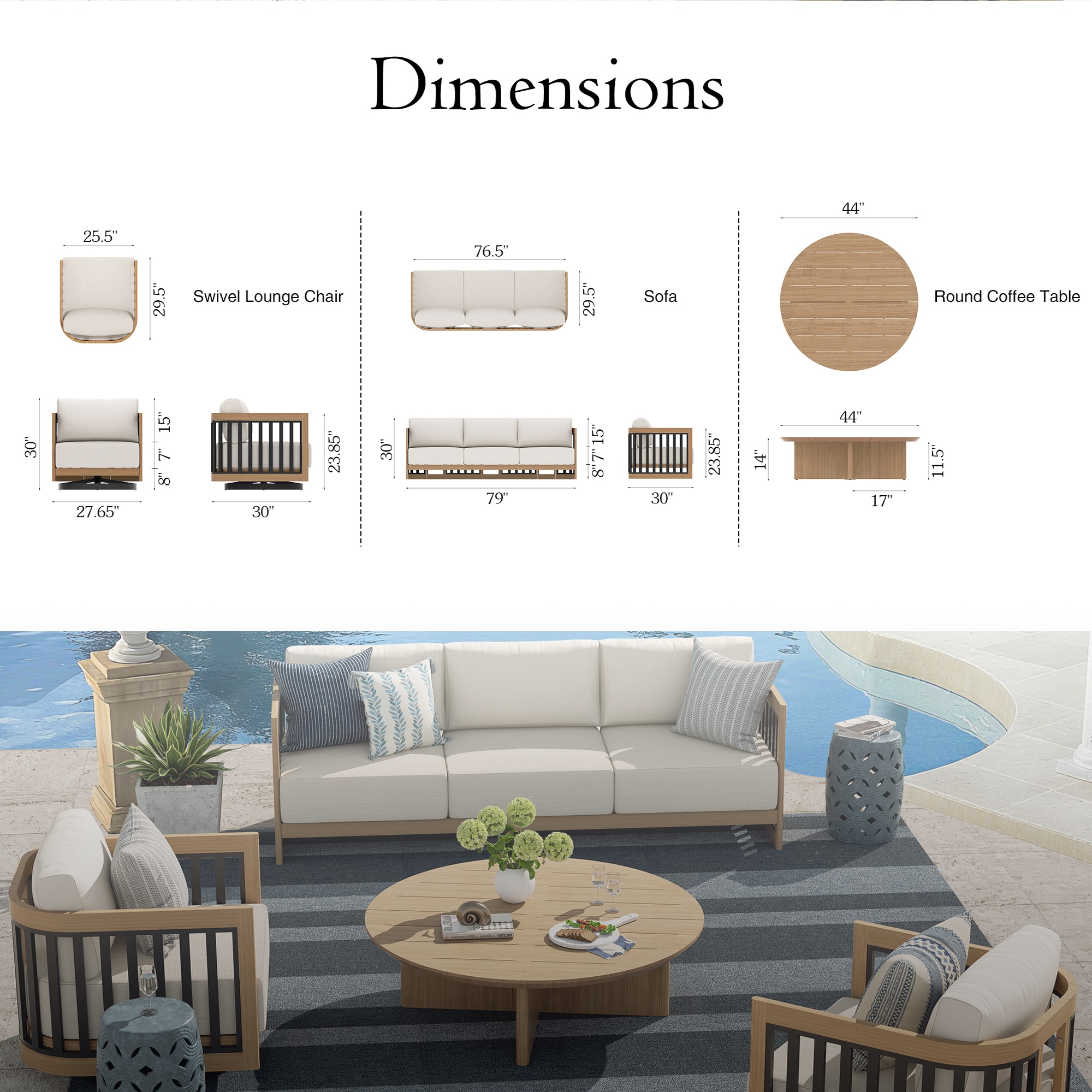 PEAK HOME FURNISHINGS 970517X2-970518-970531-W Patio-Sofas-Daybeds - View #3