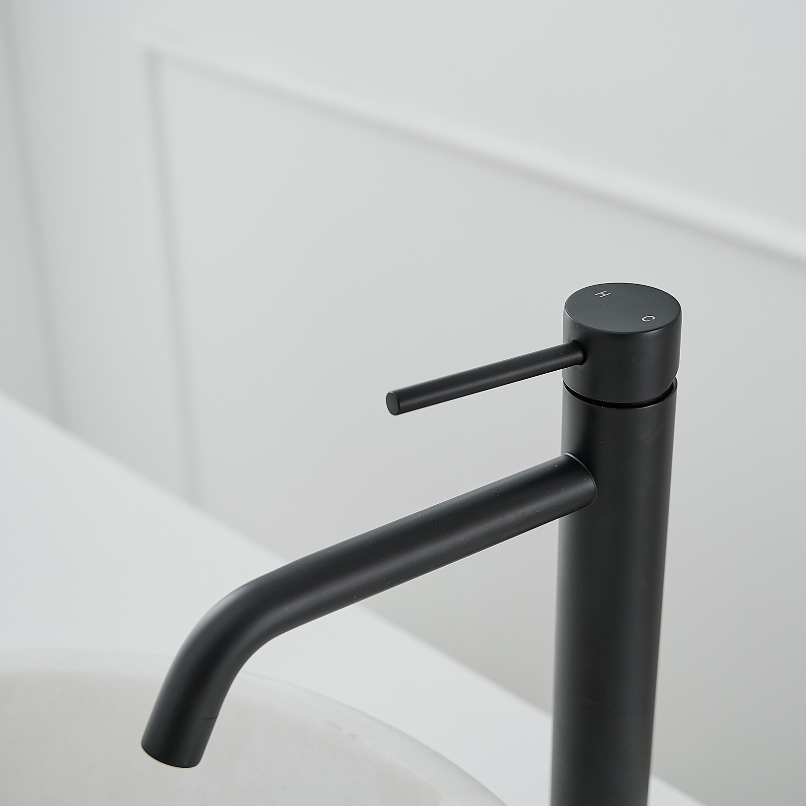 Matte Black Single Handle Vessel Sink Faucet with Drain Assembly