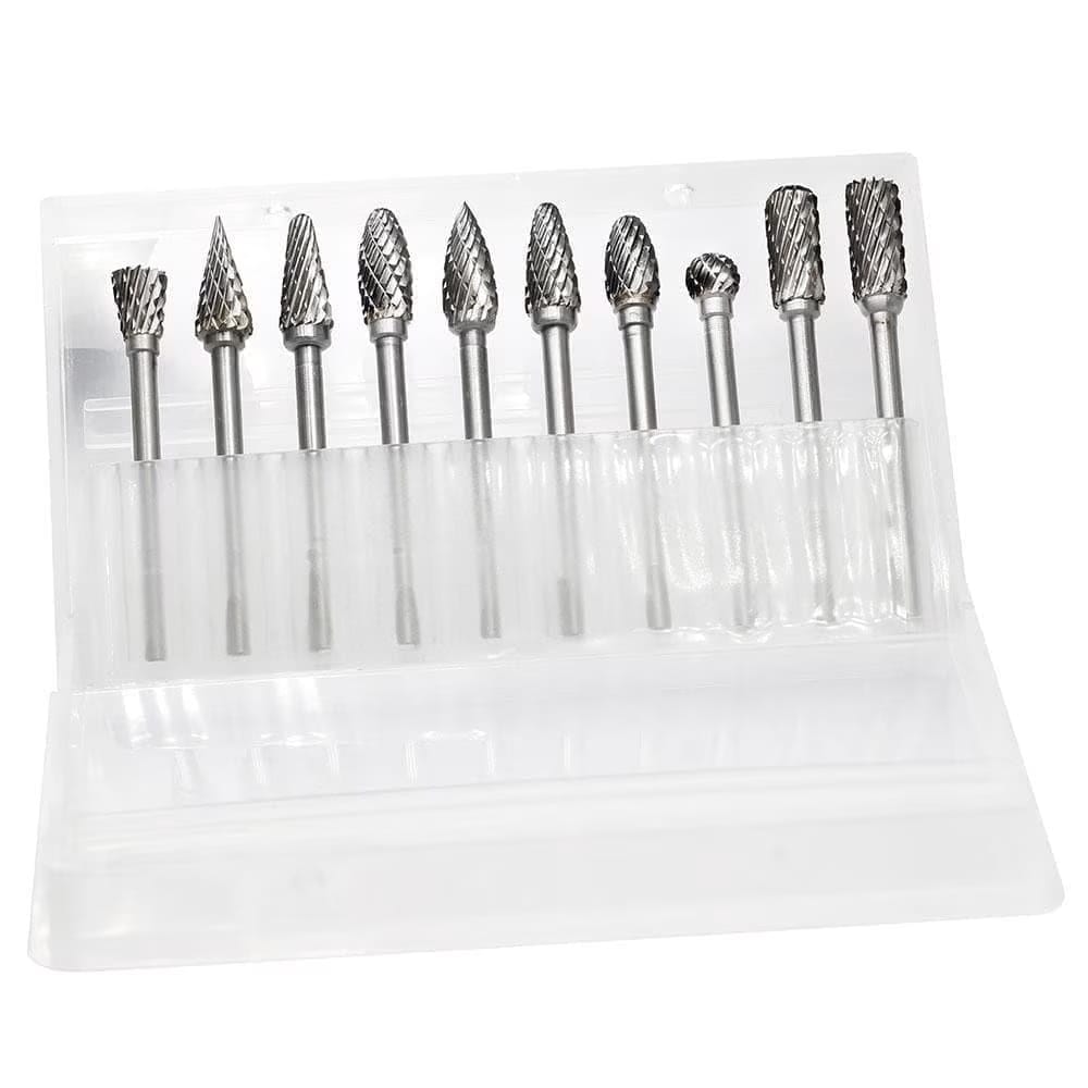 FindBuyTool 10-Piece Double Cut Carbide Burr Set with 3mm (1/8-in) Shank