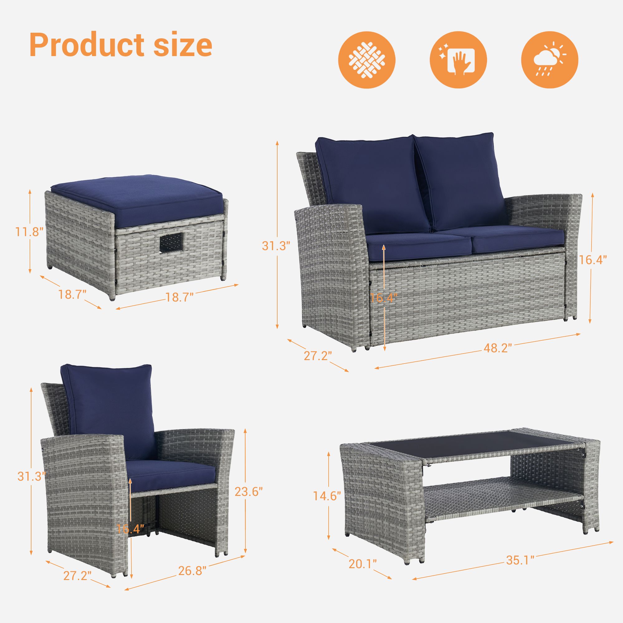 SANSTAR L-WS116-NY Patio-Conversation-Sets - View #2
