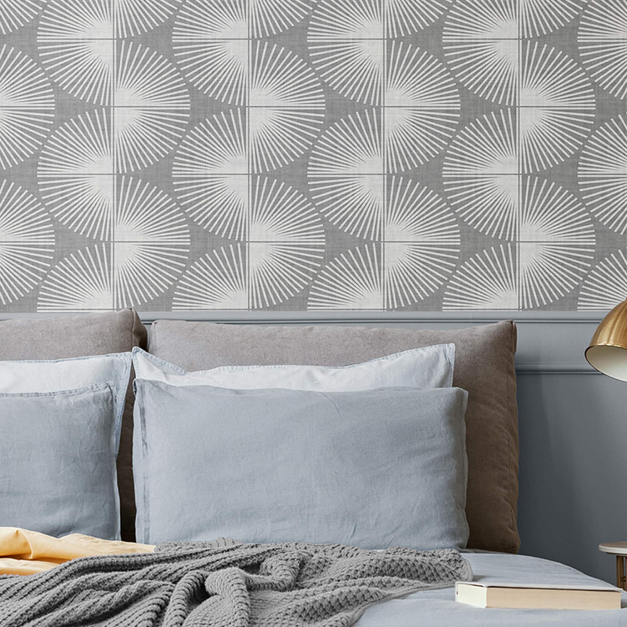 Gray and Ivory Geometric Peel and Stick Wallpaper