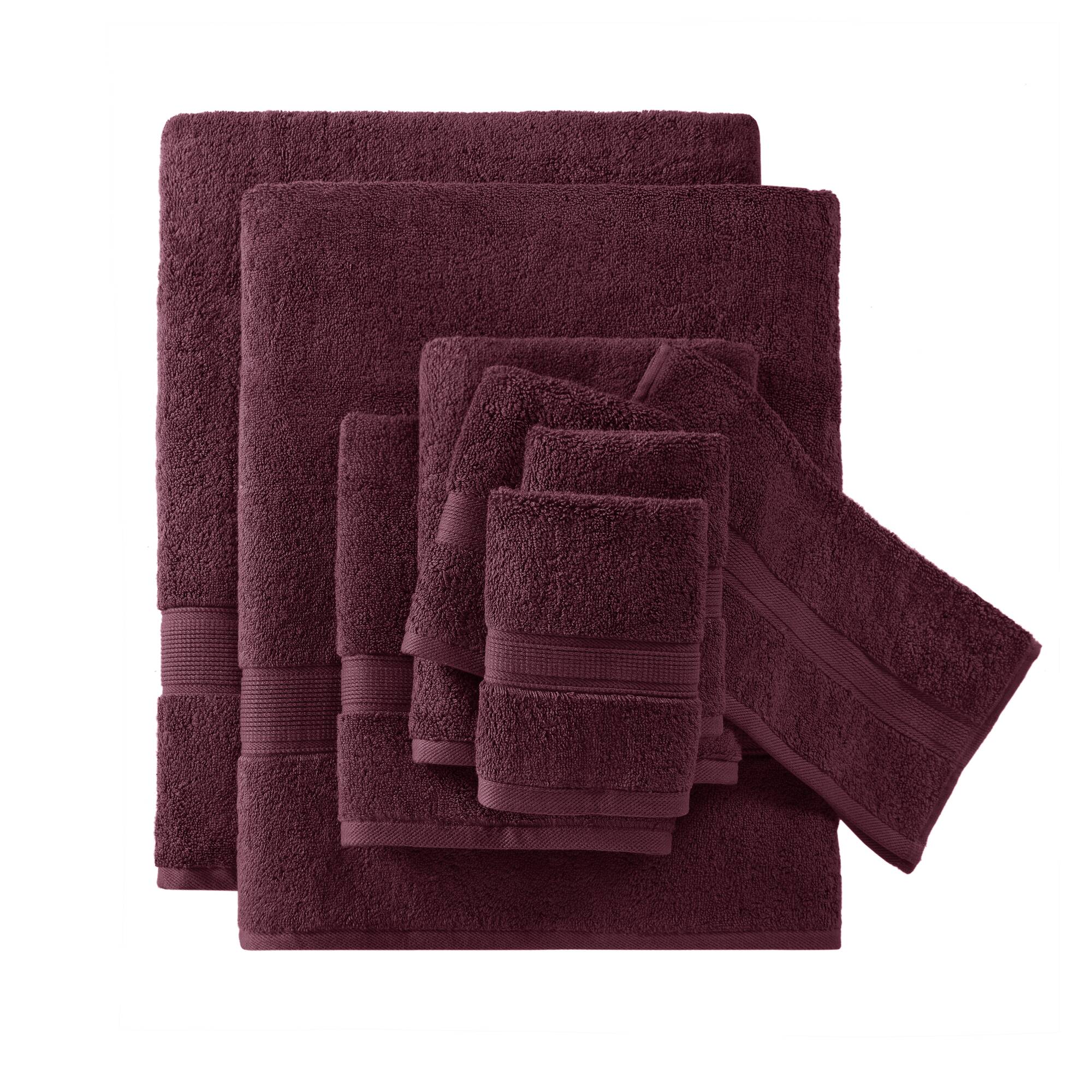 Madison Park Signature MPS73-471 8-Piece Burgundy Cotton Quick Dry Bath Towel Set (800 GSM)