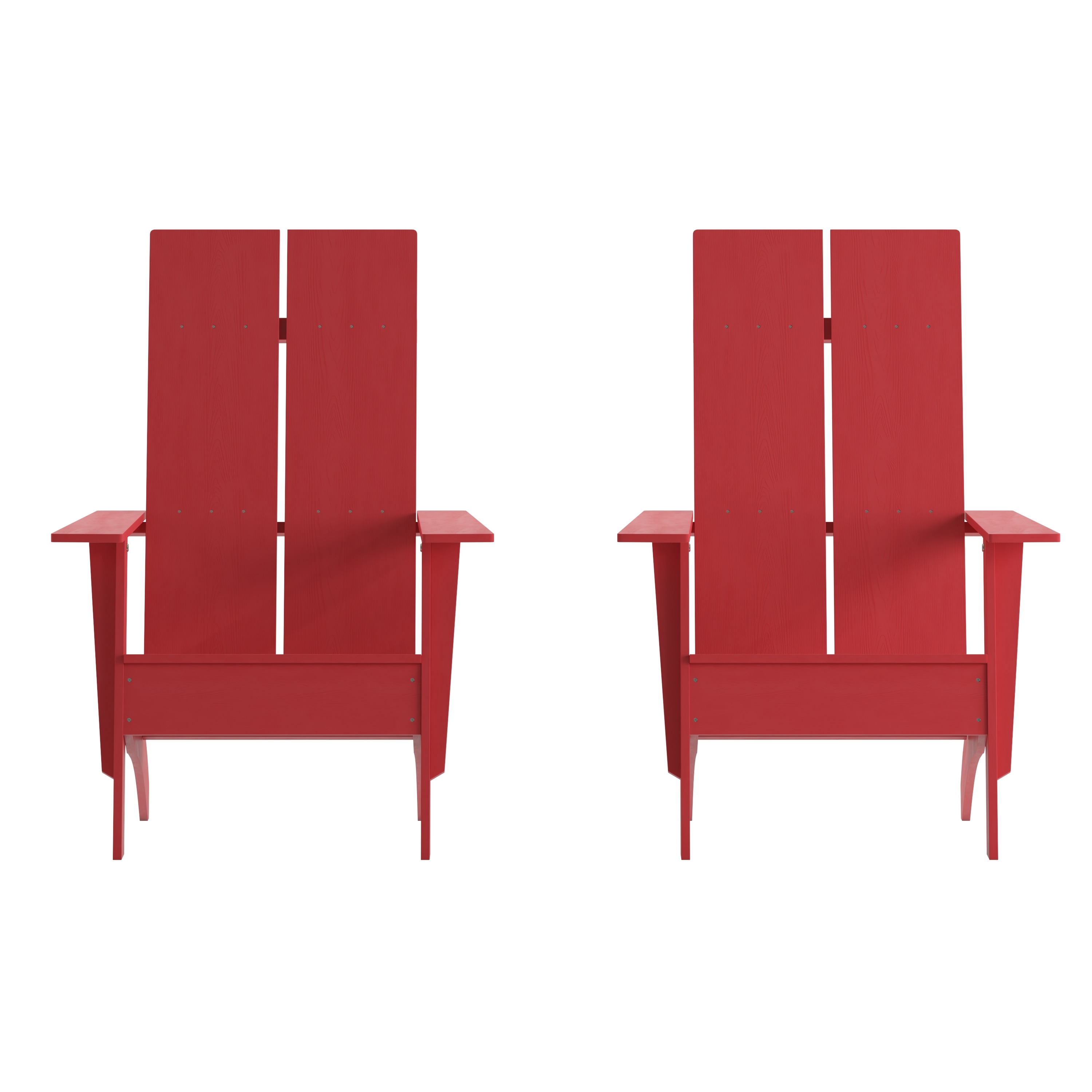 Taylor & Logan 196861113024 XXX Set of 2 Red Resin Frame Stationary Adirondack Chair with Solid Seat