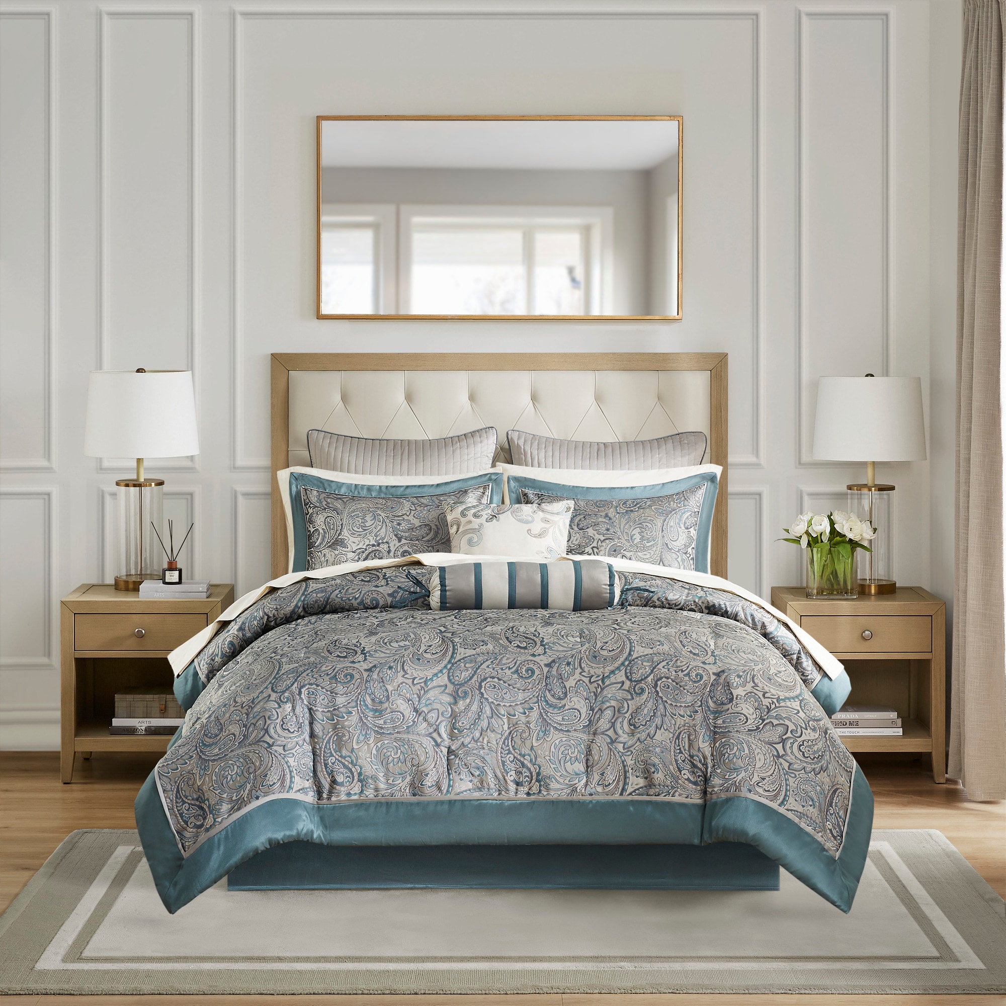 Madison Park MP10-8311 12 -Piece Teal Queen Comforter Set