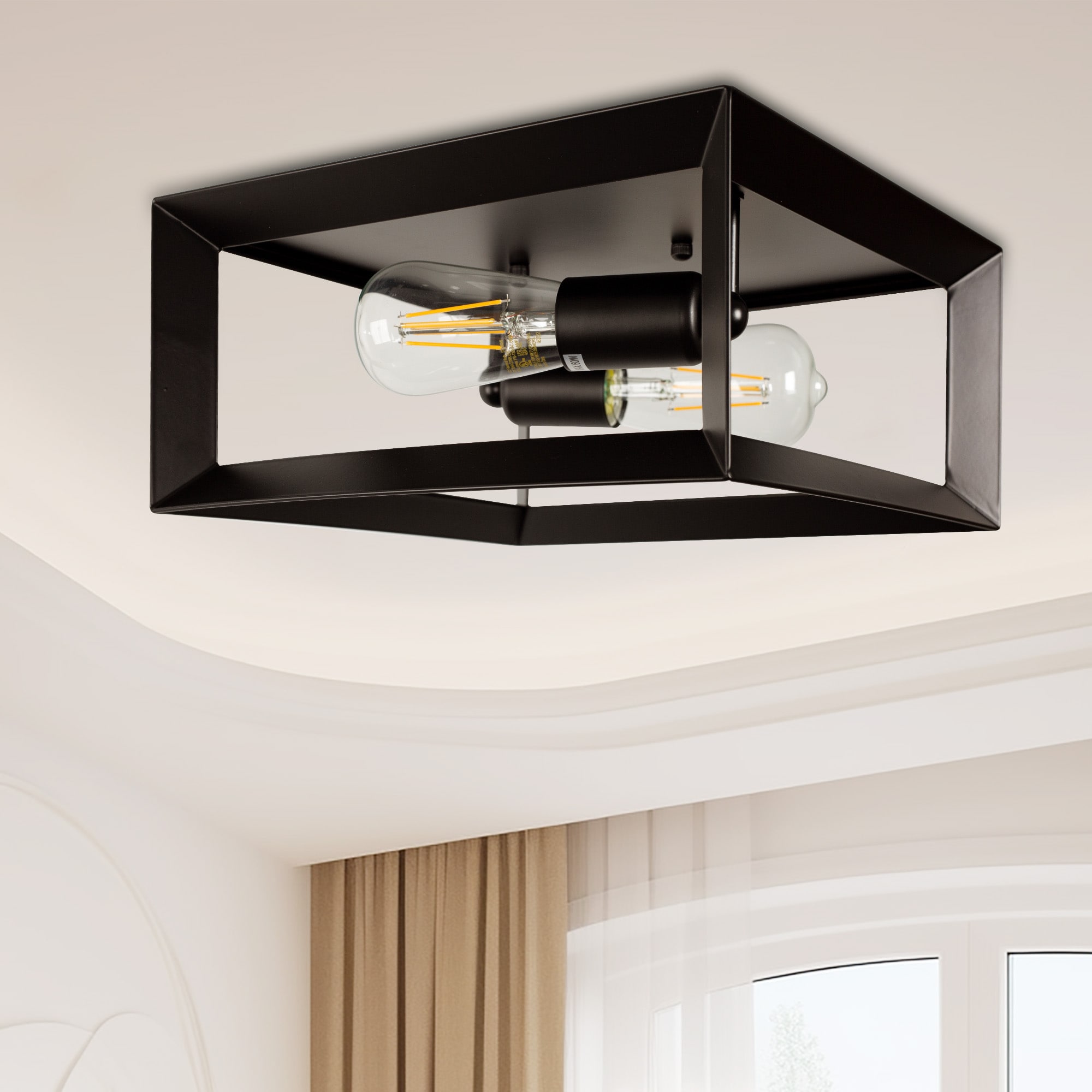 YANSUN L-CL025 2.0 -Light 11.5-in Matte Black Flush Mount Light