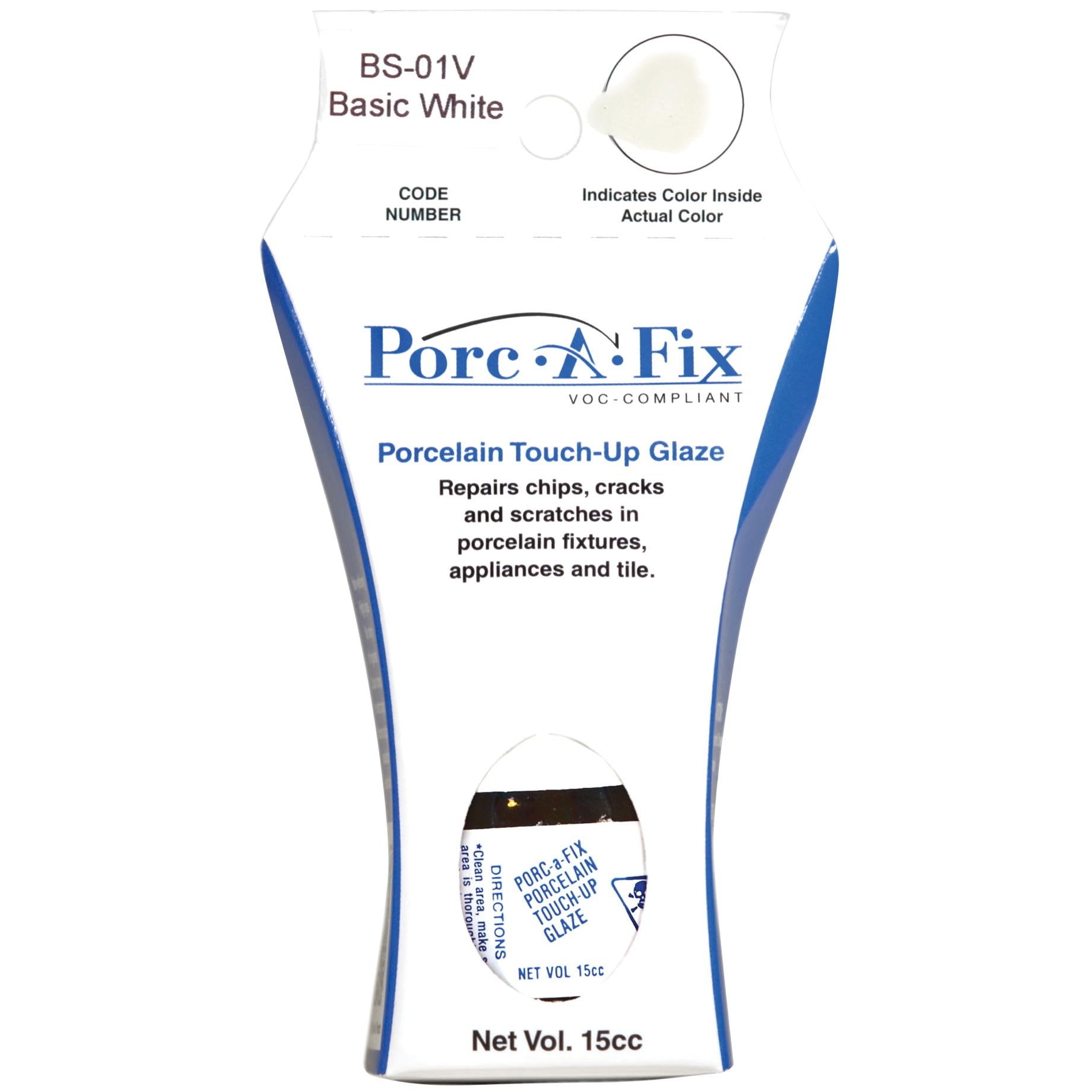 porc-a-fix Touch-Up Repair Glaze Basic White 15cc VOC Compliant BS-1V #PORC-A-FIX-BS-1V