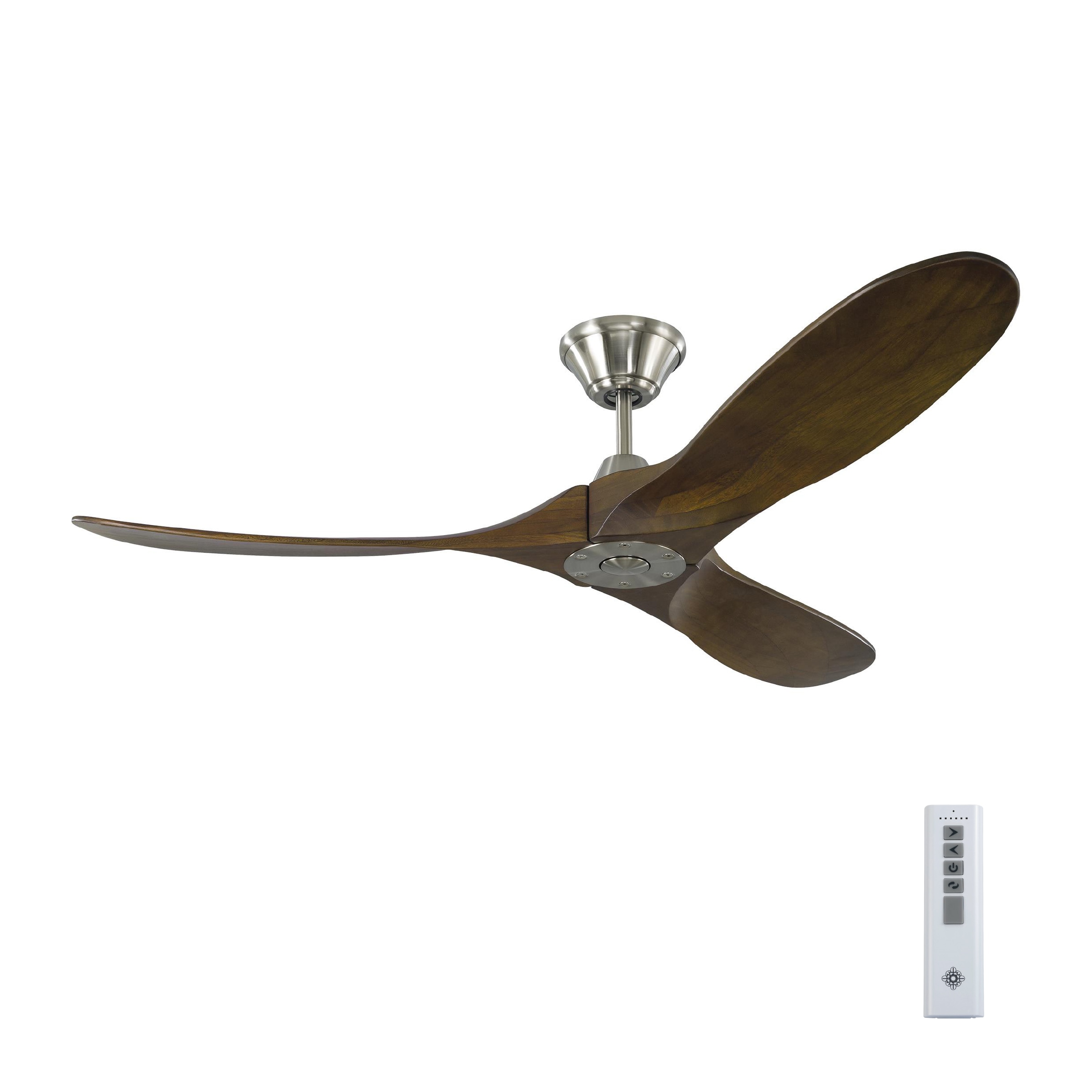 Generation Lighting 3MAVR52BS Maverick 52-in Outdoor Brushed Steel with Dark Walnut Blades Propeller Ceiling Fan Without Light - Remote Included ( 3 -Blade )