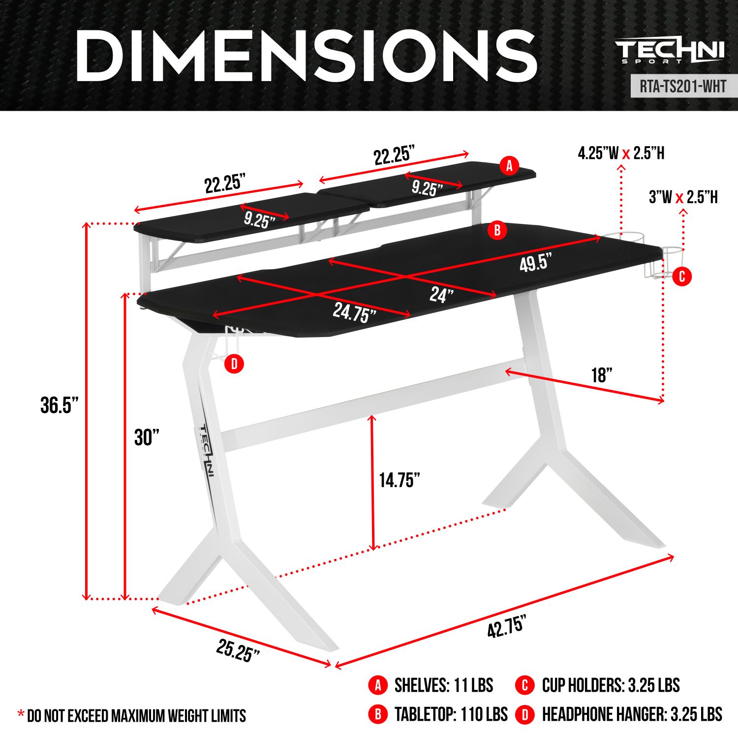 JASMODER RTA-TS201-WHT desks - View #3