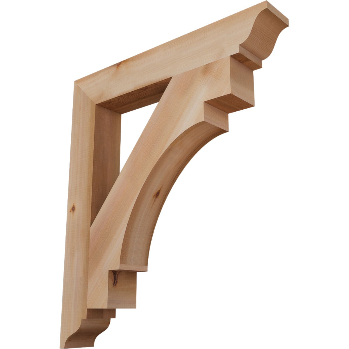Ekena Millwork BKT04X26X30MRC01SWR Merced traditional smooth 3-1/2-in x 26-in x 30-in Western red cedar Brown Wood Standard bracket