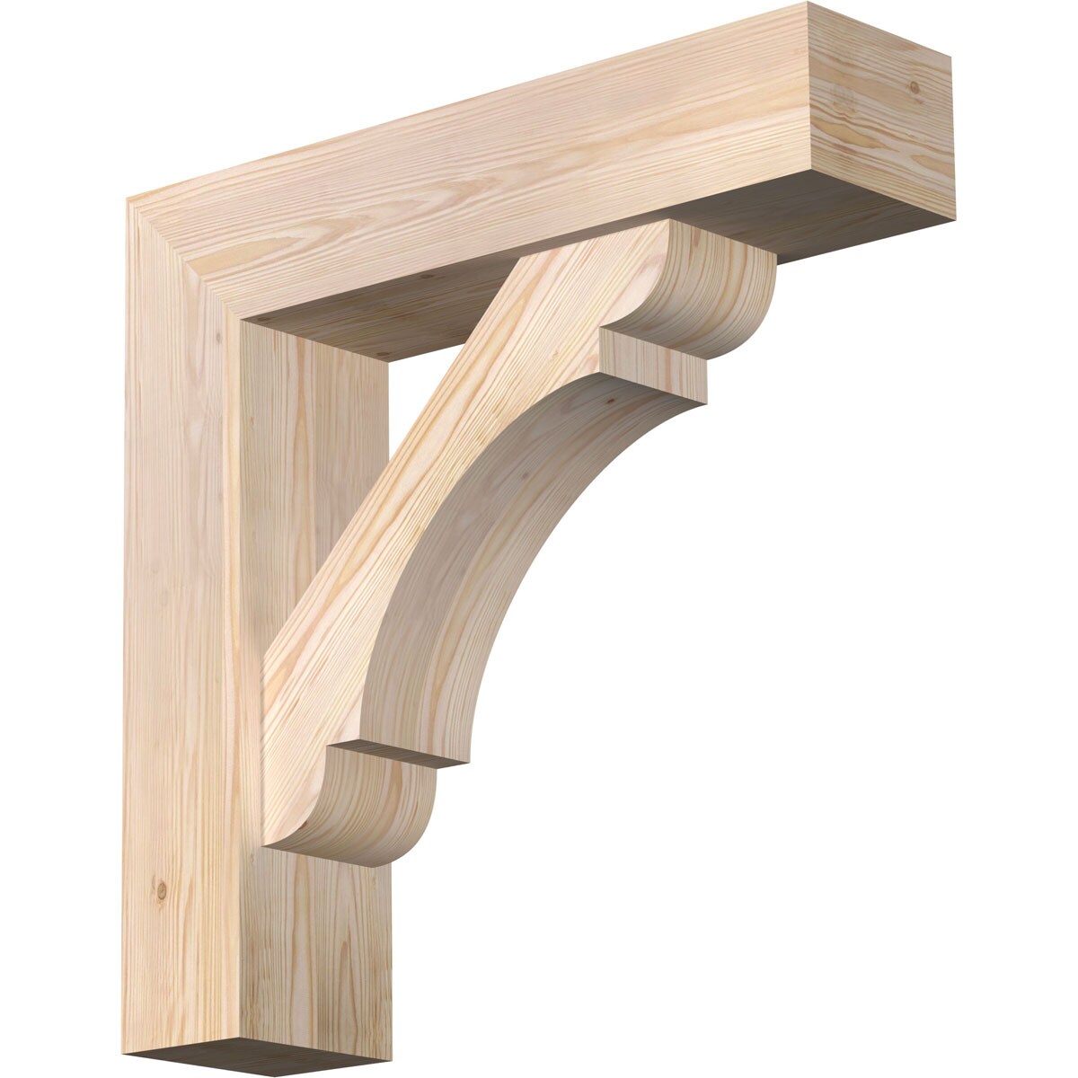 Ekena Millwork 1463786 Olympic block smooth bracket with offset brace Douglas Fir Wood Standard Bracket